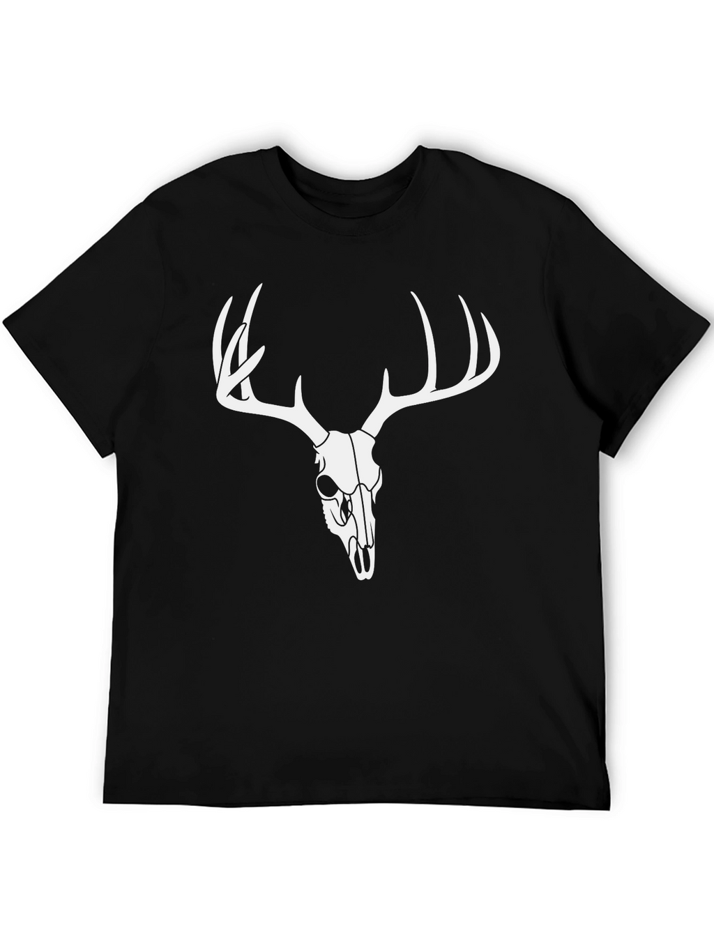 Mens Black Deer Skull Graphic T-Shirt