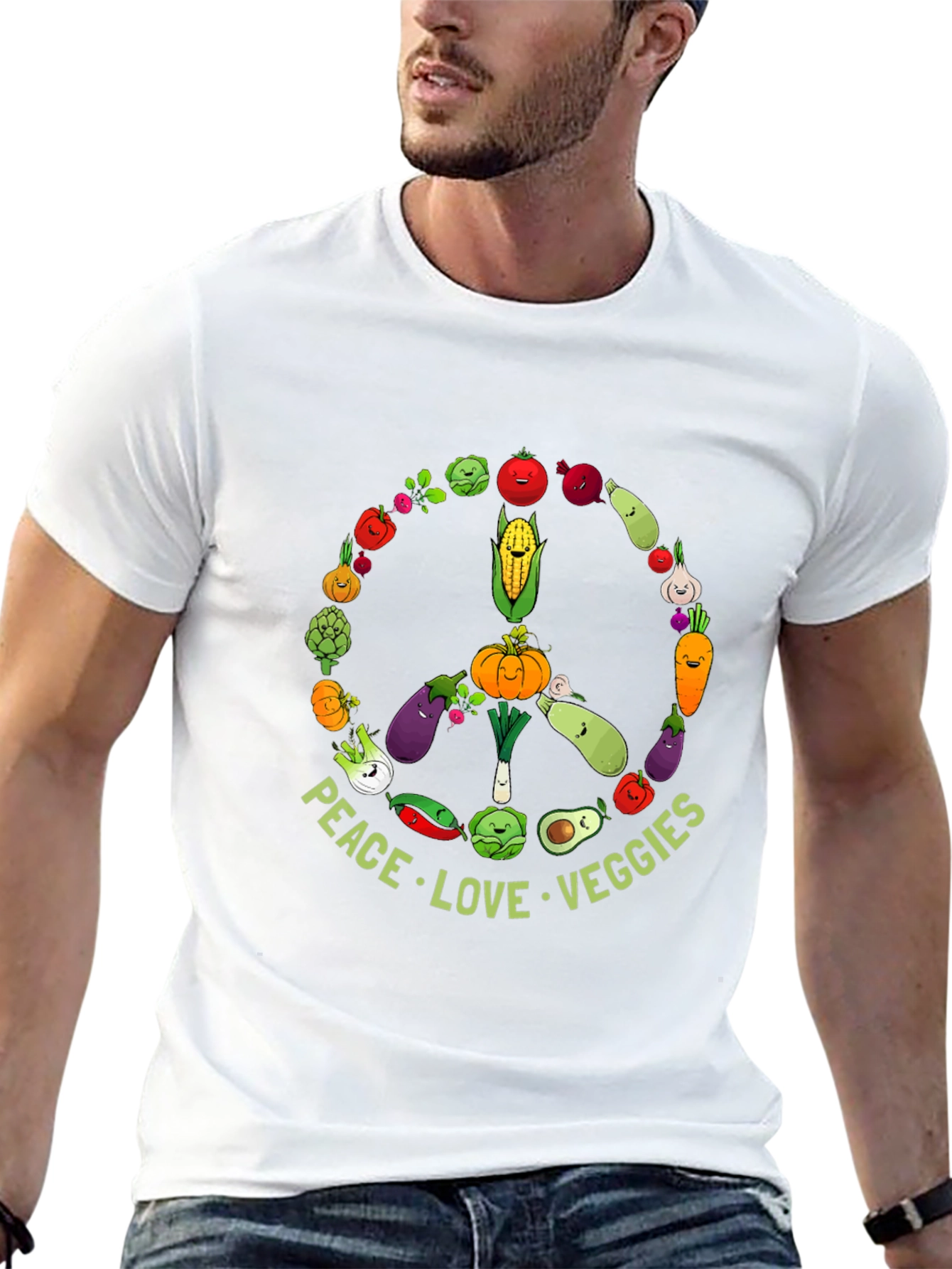 Peace Love Veggies T-Shirt - Vegan Friendly