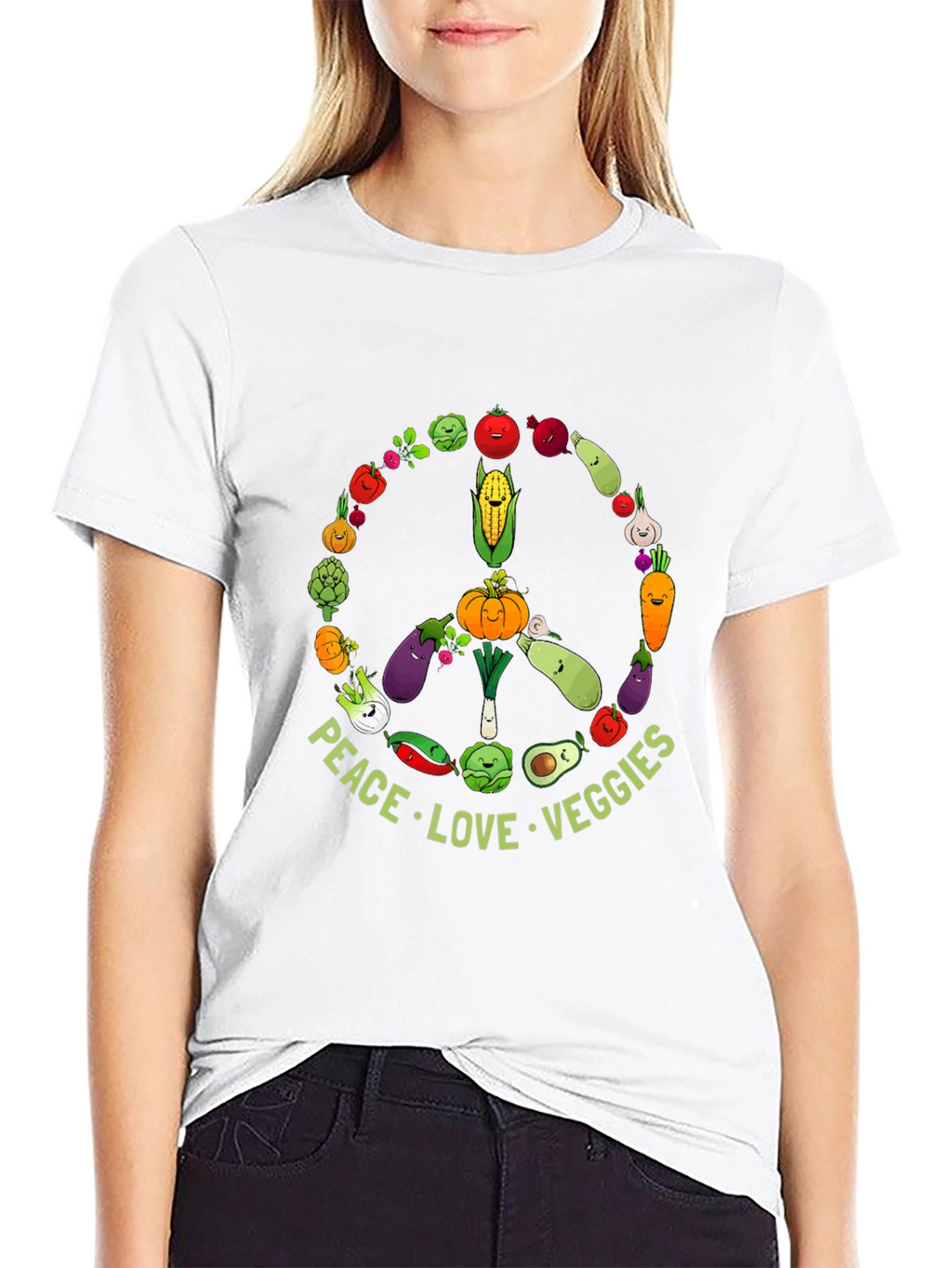 Peace Love Veggies T-Shirt - Vegan Friendly