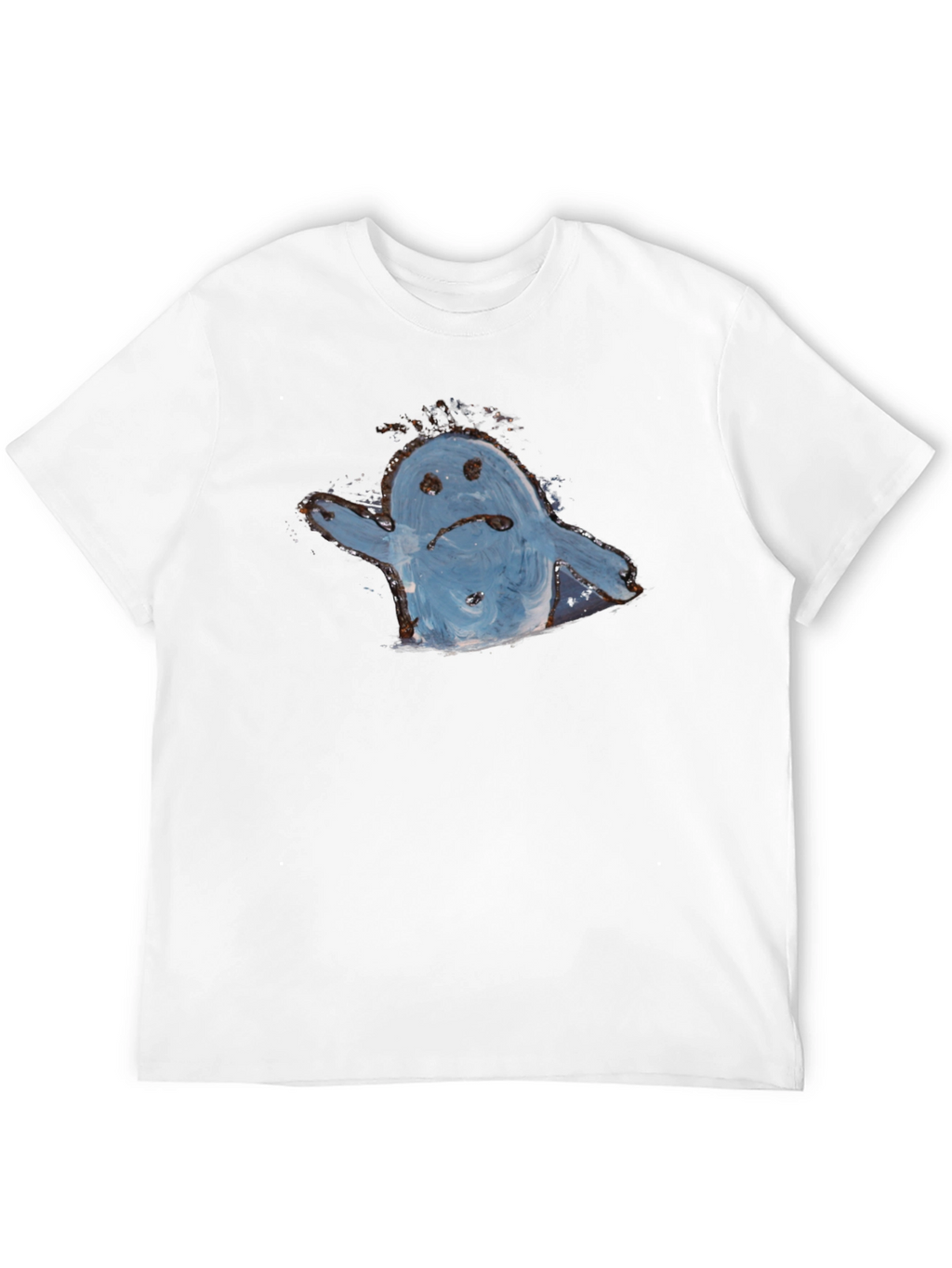 Sad Ghost Graphic Tee - Black Cotton Casual Shirt