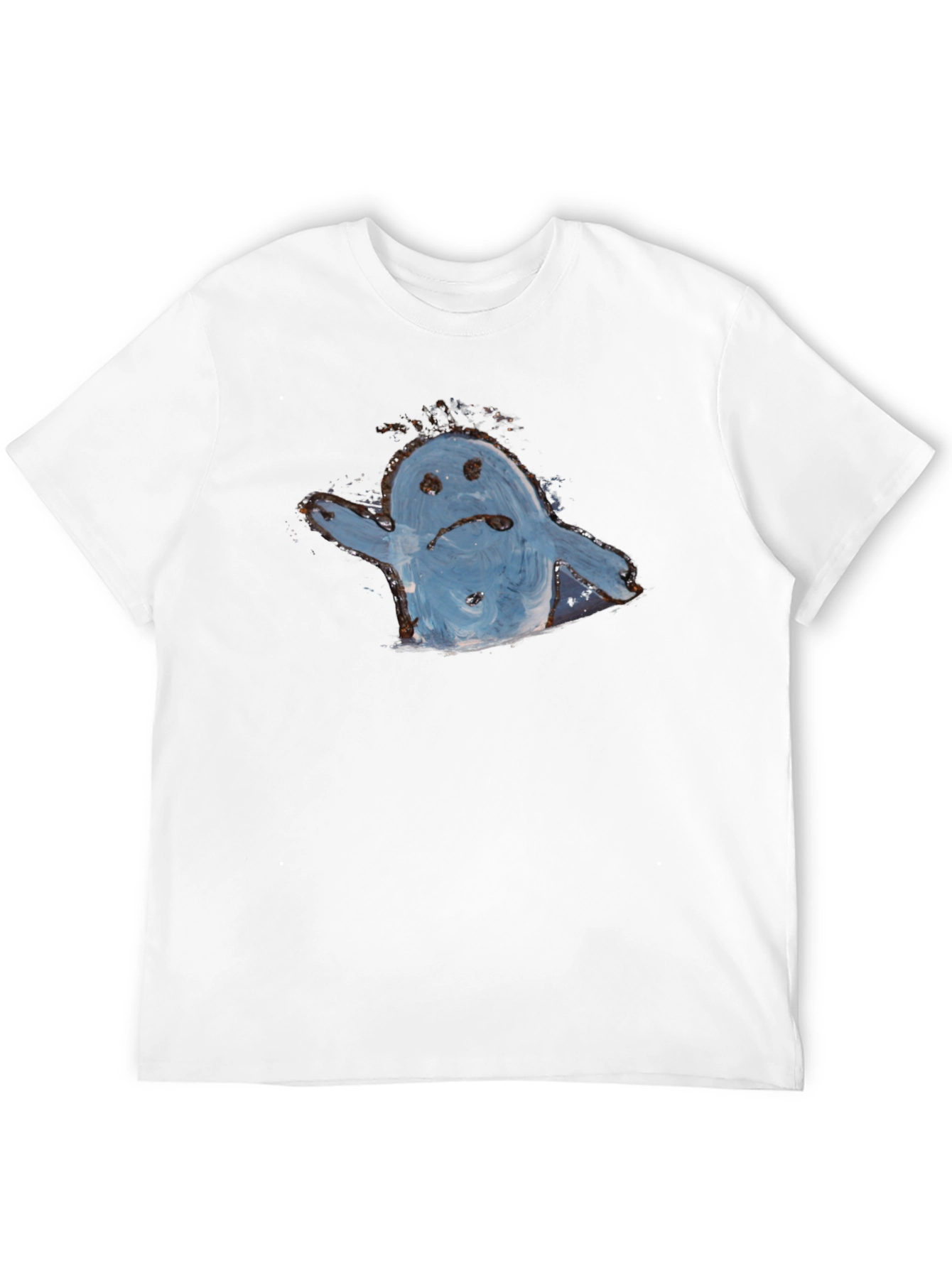 Sad Ghost Graphic Tee - Black Cotton Casual Shirt