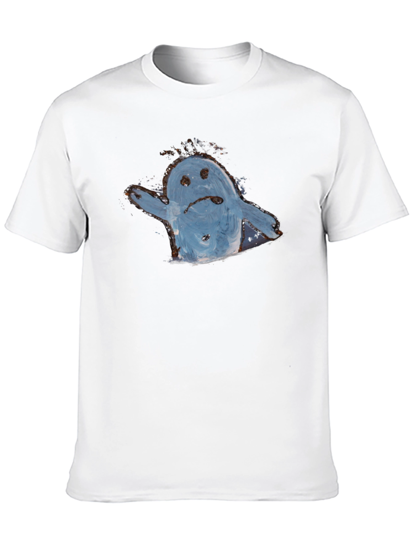 Sad Ghost Graphic Tee - Black Cotton Casual Shirt