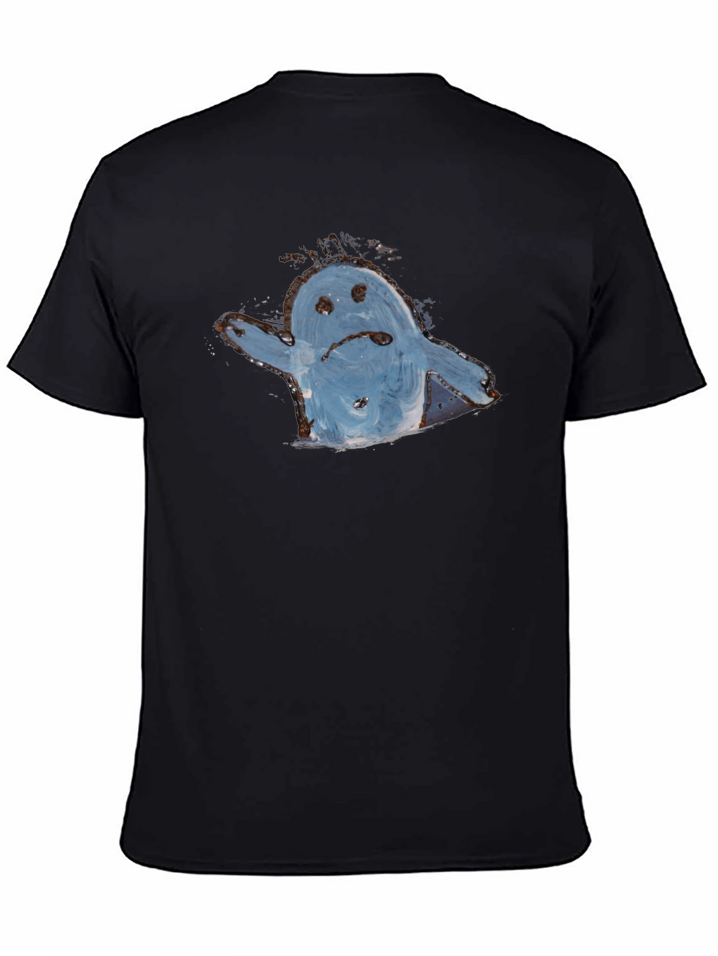 Sad Ghost Graphic Tee - Black Cotton Casual Shirt