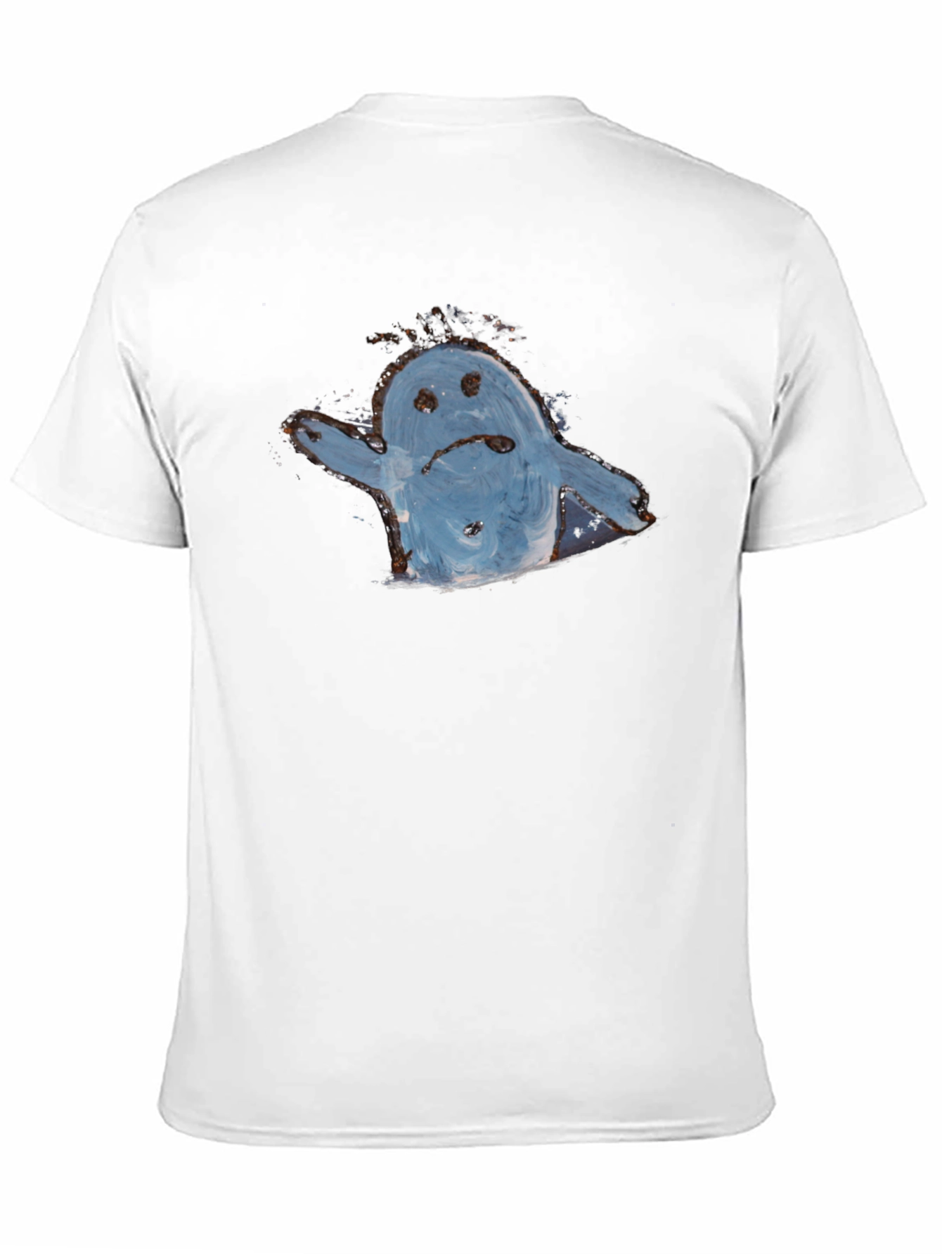Sad Ghost Graphic Tee - Black Cotton Casual Shirt