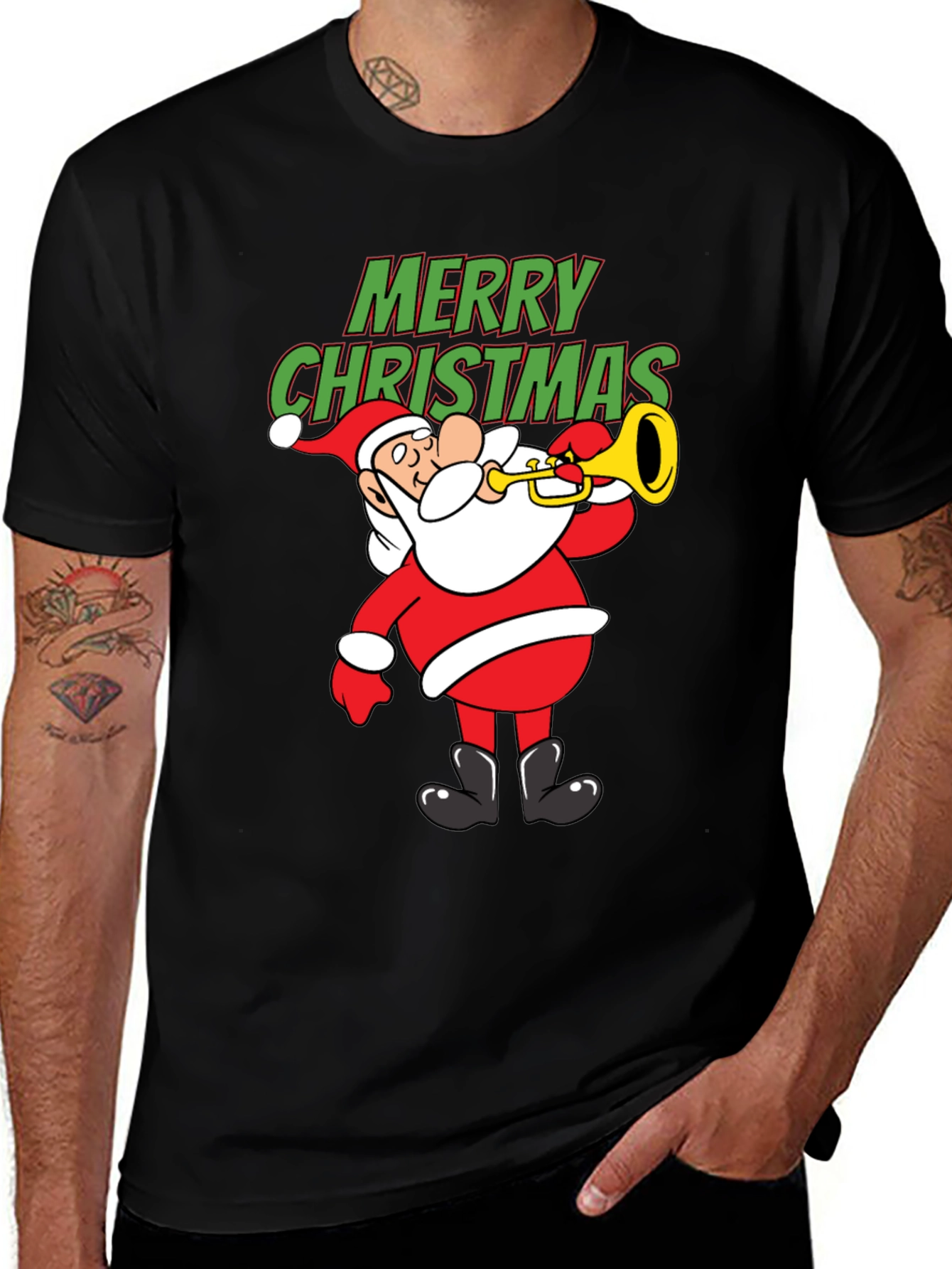 Festive Santa Trumpet Christmas T-Shirt