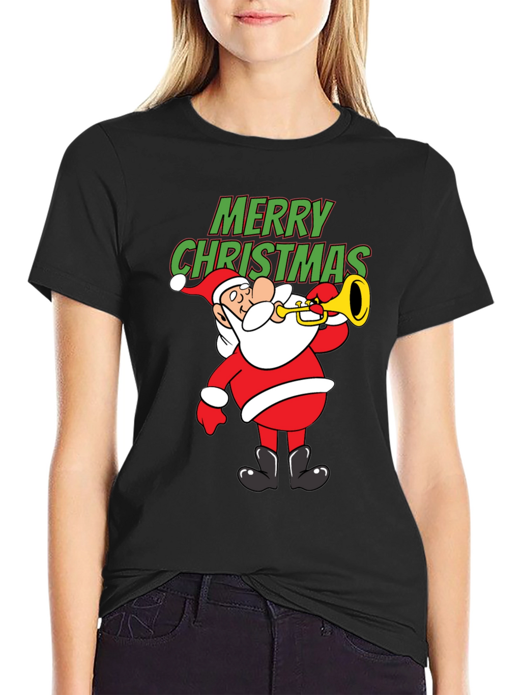 Festive Santa Trumpet Christmas T-Shirt
