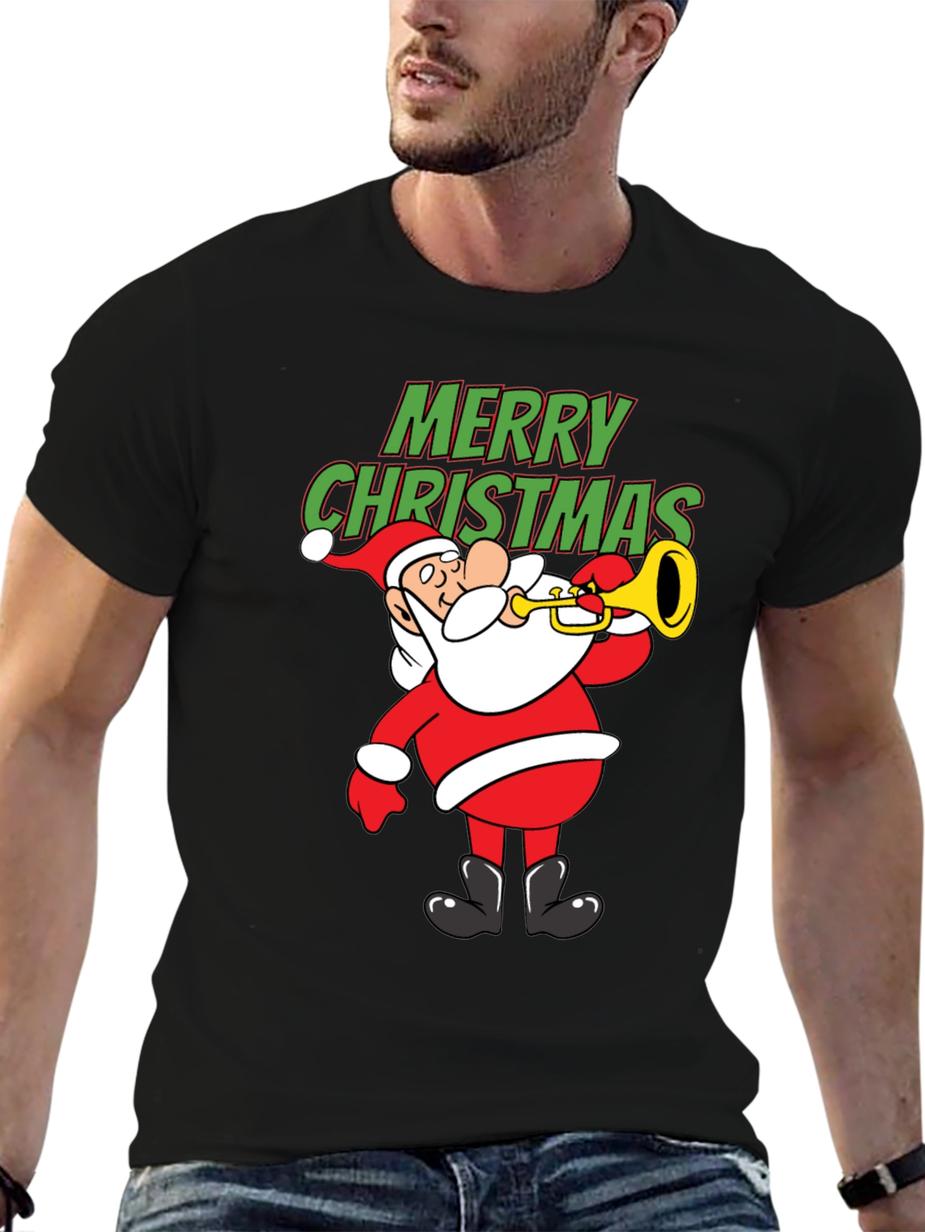 Festive Santa Trumpet Christmas T-Shirt