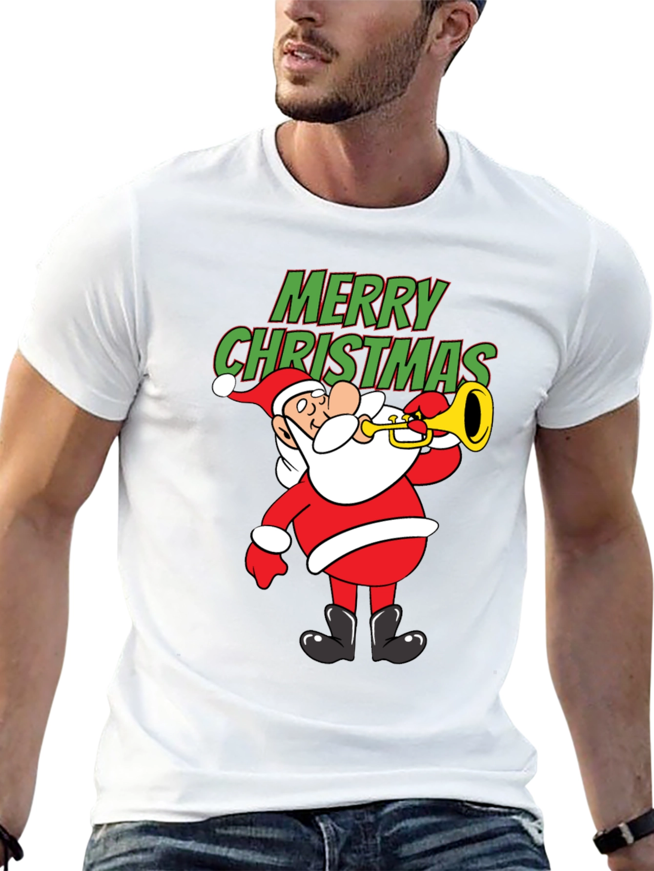 Festive Santa Trumpet Christmas T-Shirt