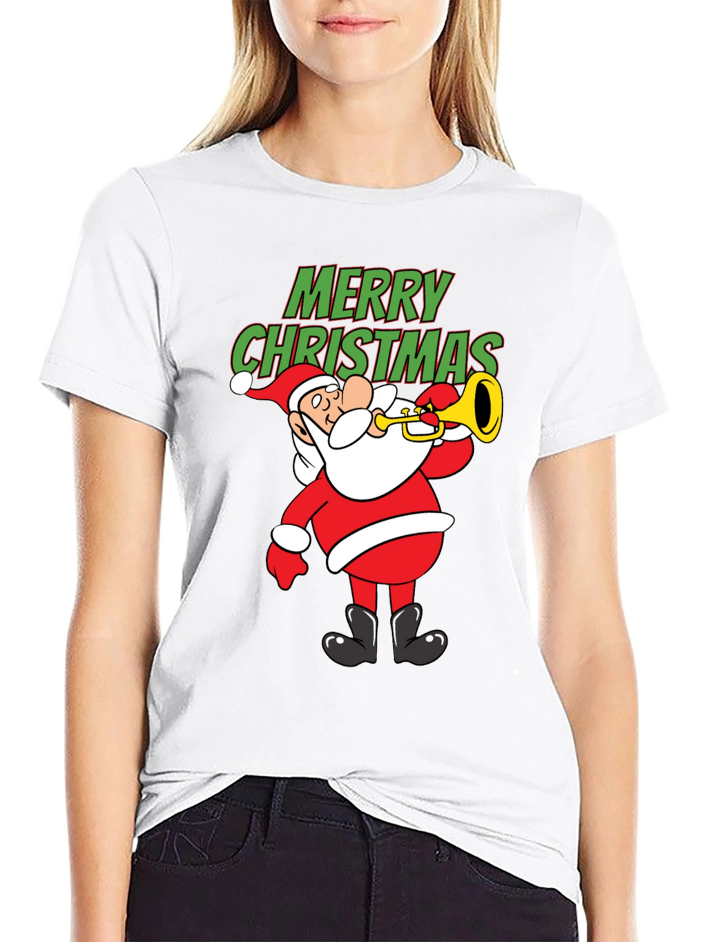 Festive Santa Trumpet Christmas T-Shirt