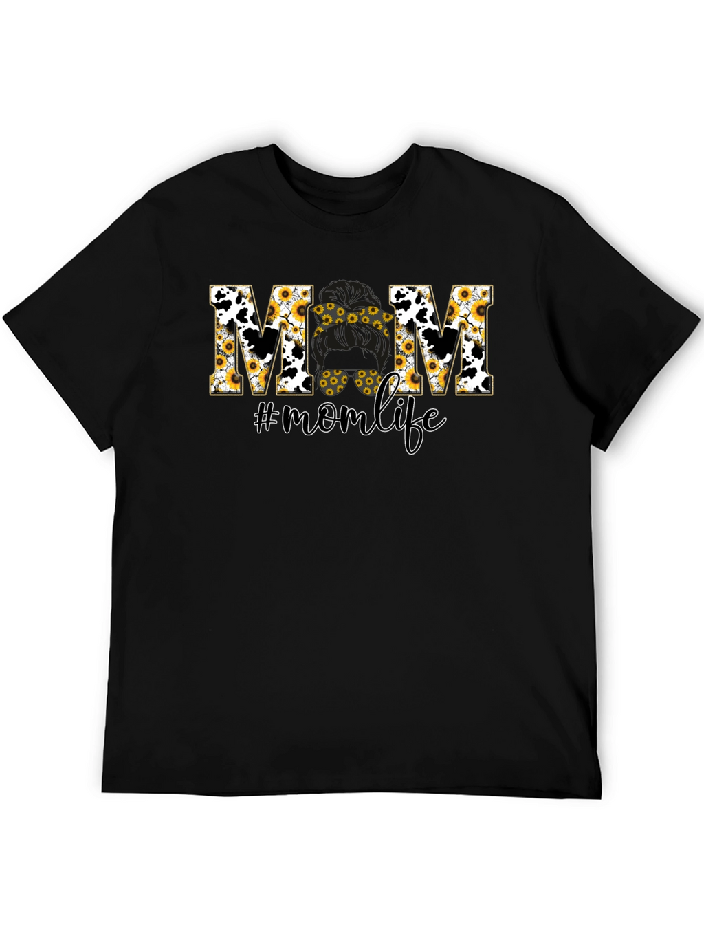 Mom Life Sunflower Cow Print T-Shirt