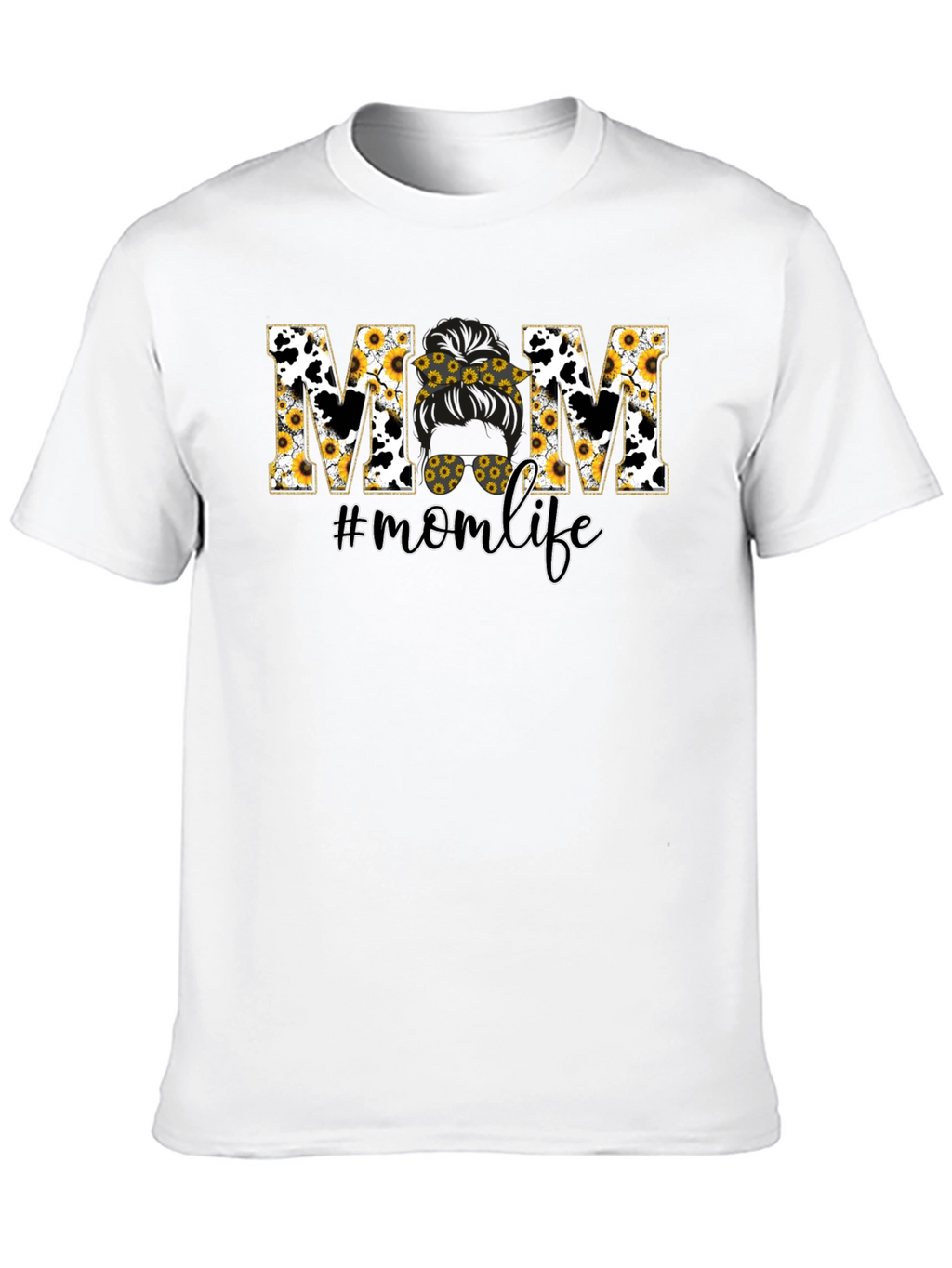 Mom Life Sunflower Cow Print T-Shirt