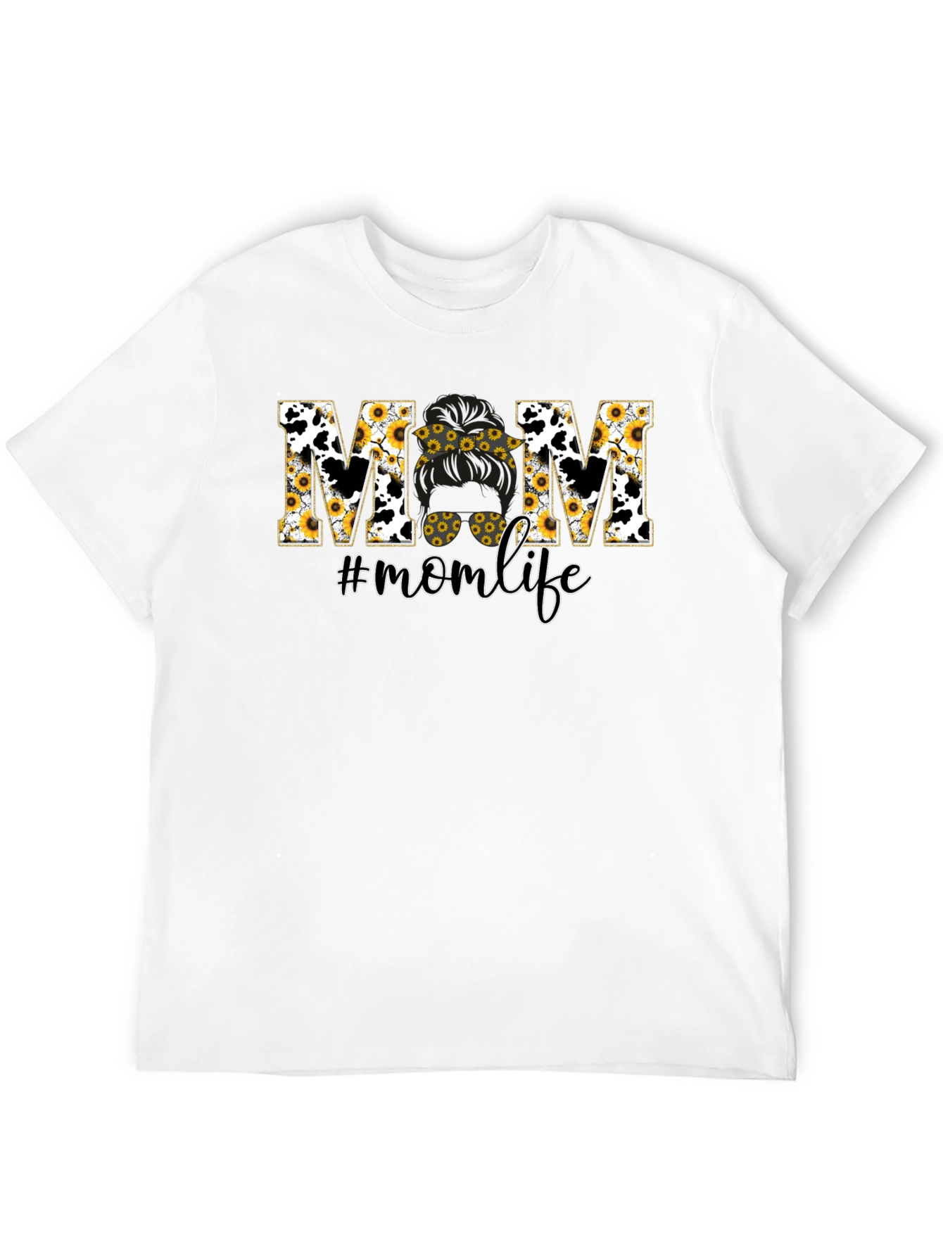 Mom Life Sunflower Cow Print T-Shirt
