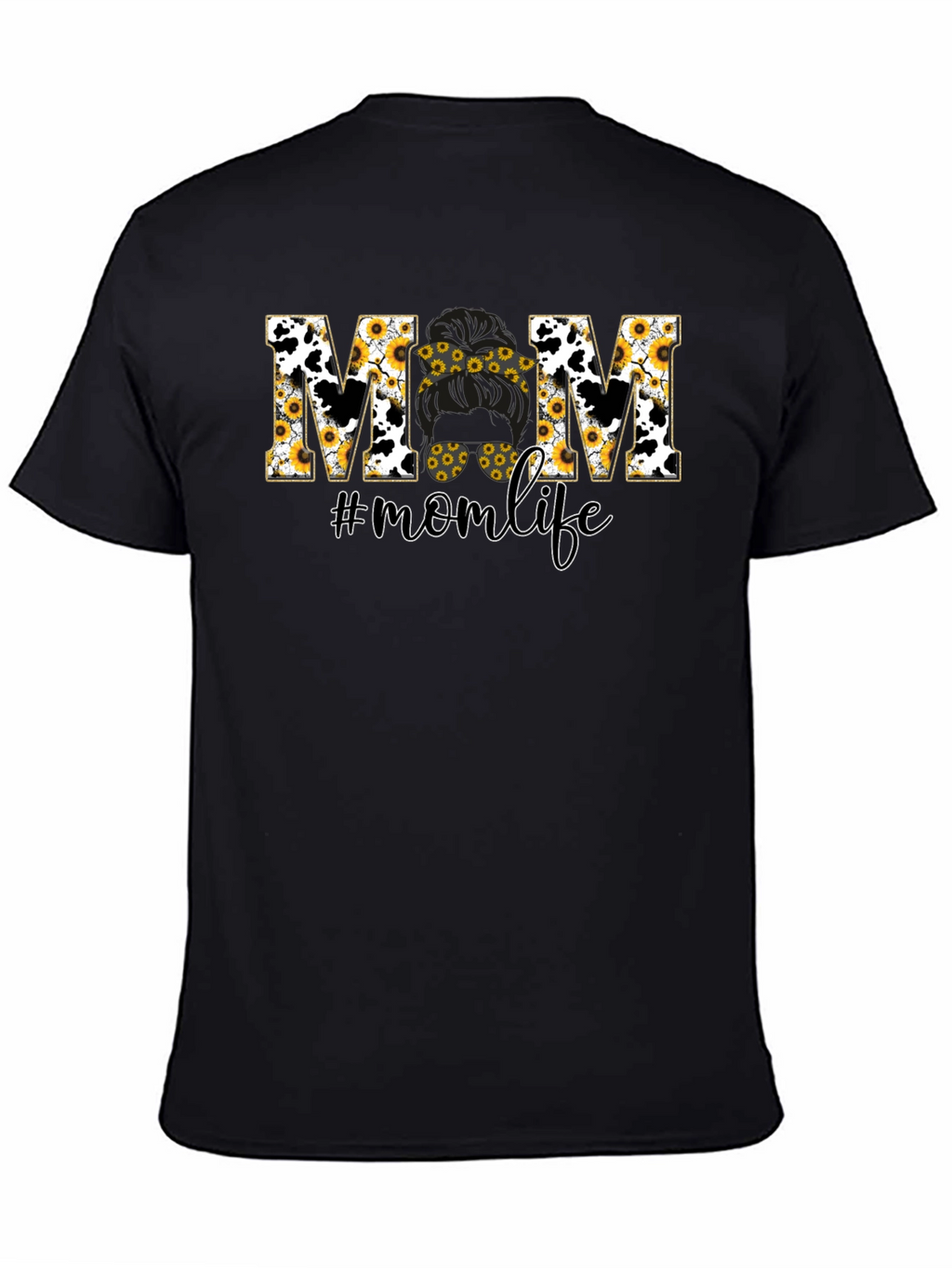 Mom Life Sunflower Cow Print T-Shirt