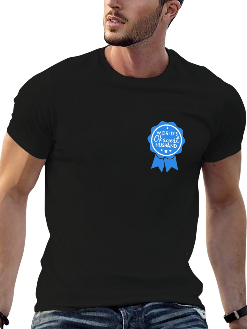 Worlds Okayest Husband Graphic Tee - Black