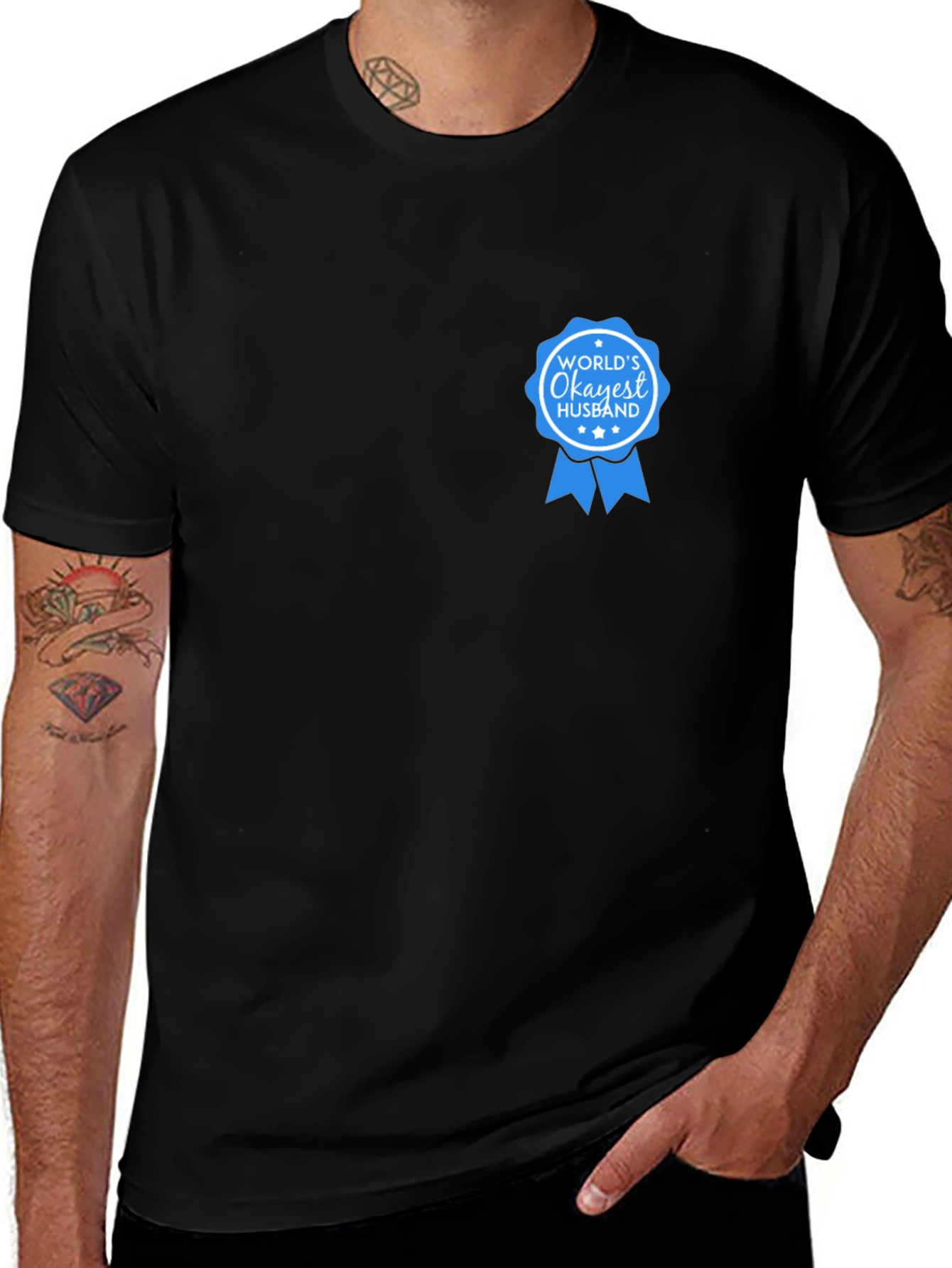Worlds Okayest Husband Graphic Tee - Black