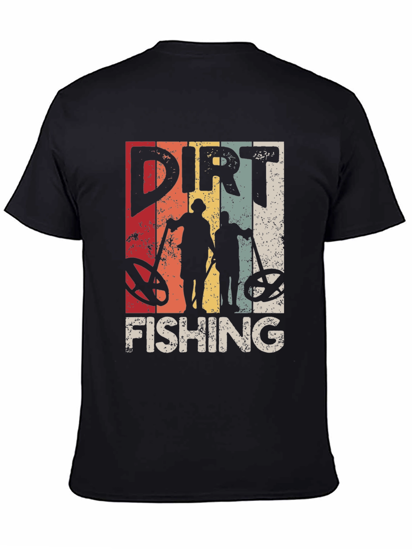 Dirt Fishing Retro Style Graphic Tee - Metal Detecting Humor