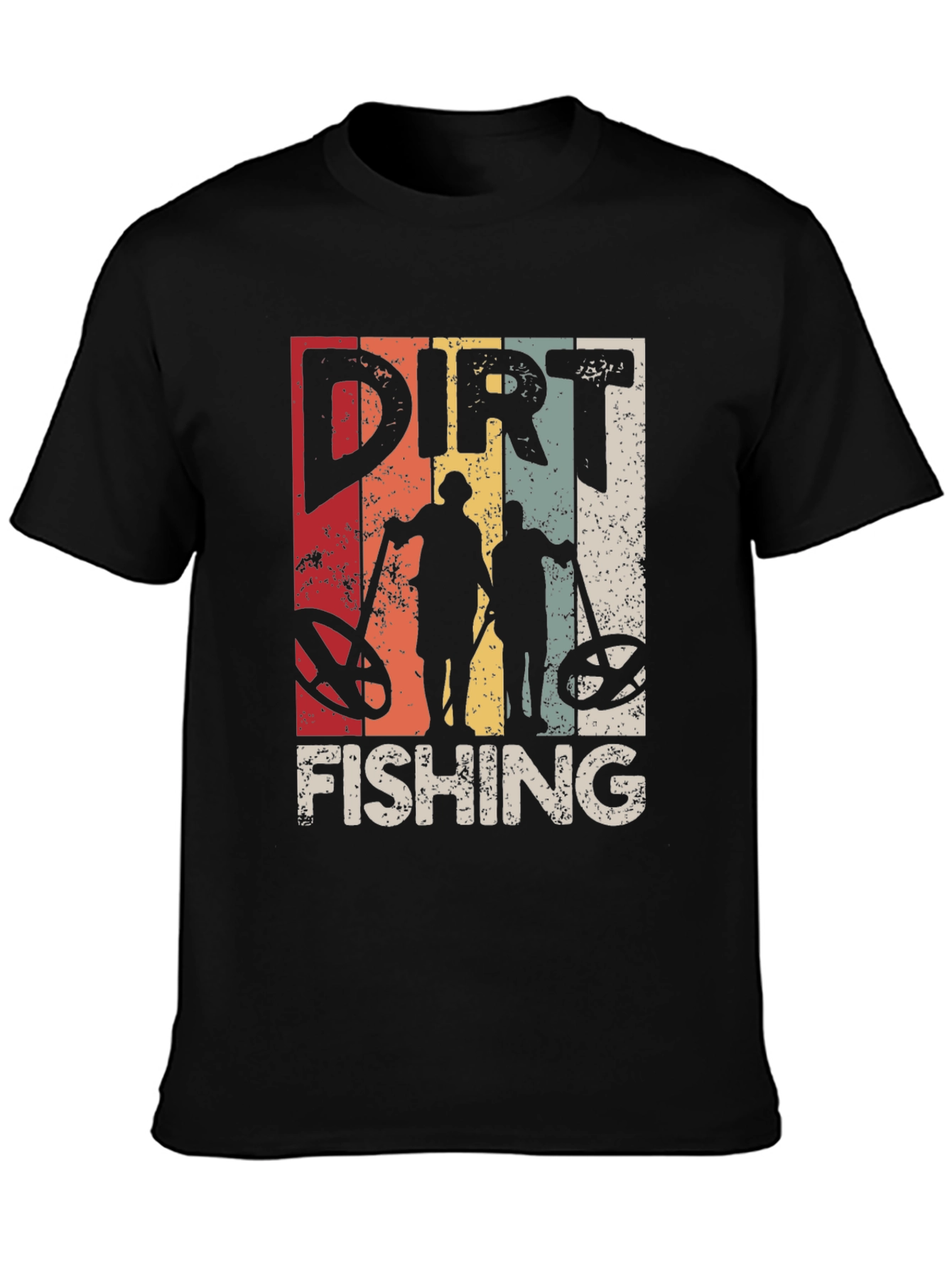 Dirt Fishing Retro Style Graphic Tee - Metal Detecting Humor