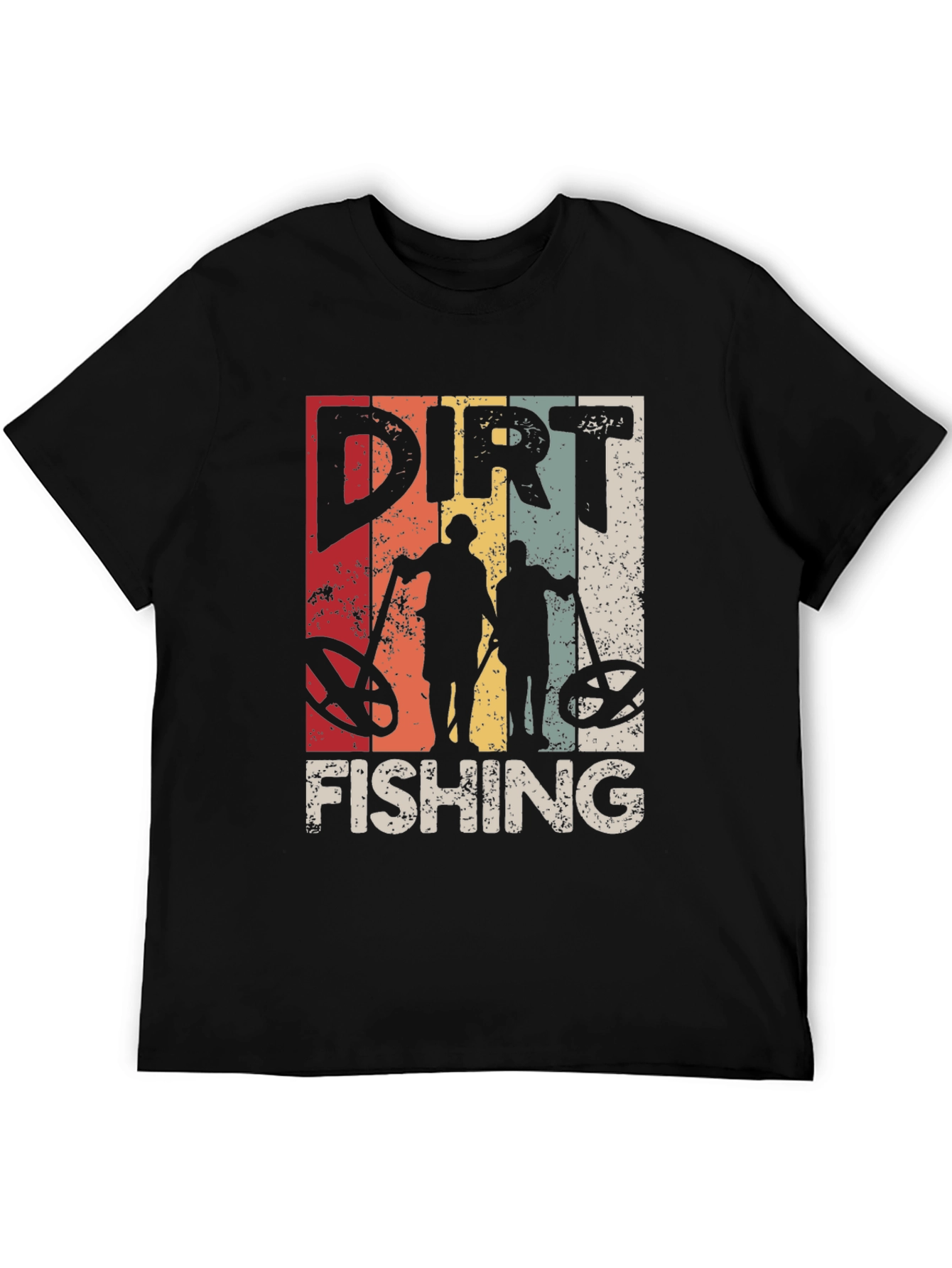 Dirt Fishing Retro Style Graphic Tee - Metal Detecting Humor