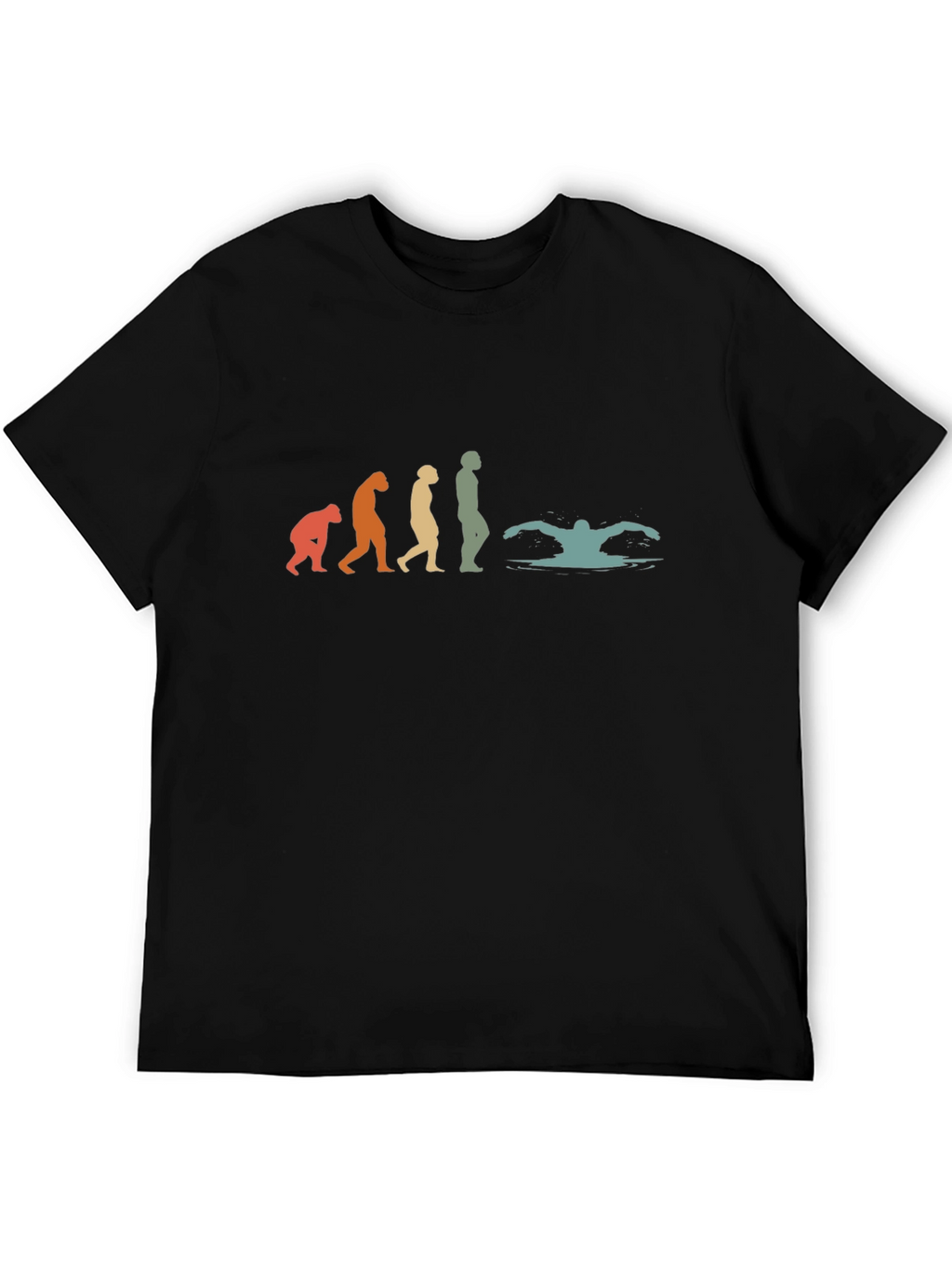 Evolution of Swimming Black T-Shirt