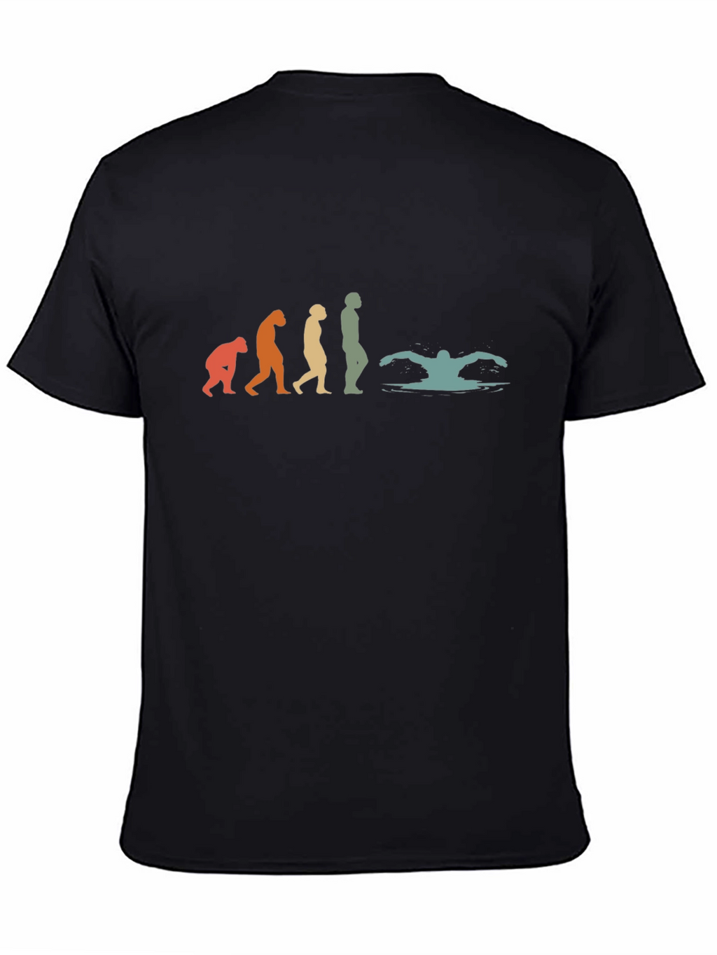 Evolution of Swimming Black T-Shirt