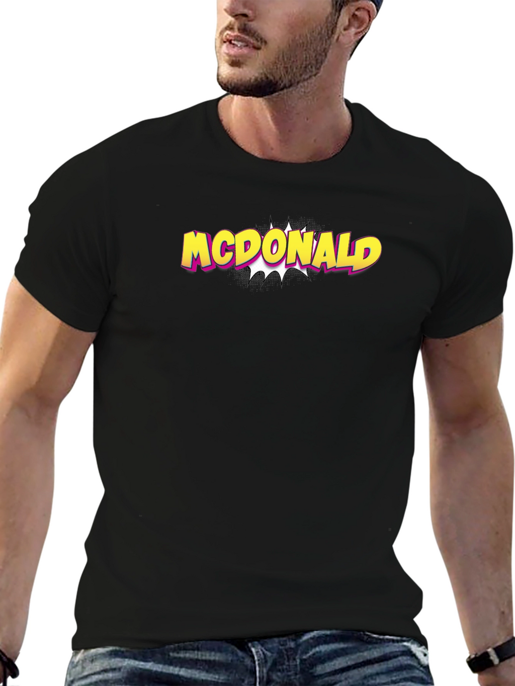 McDonald Comic Style Black T-Shirt