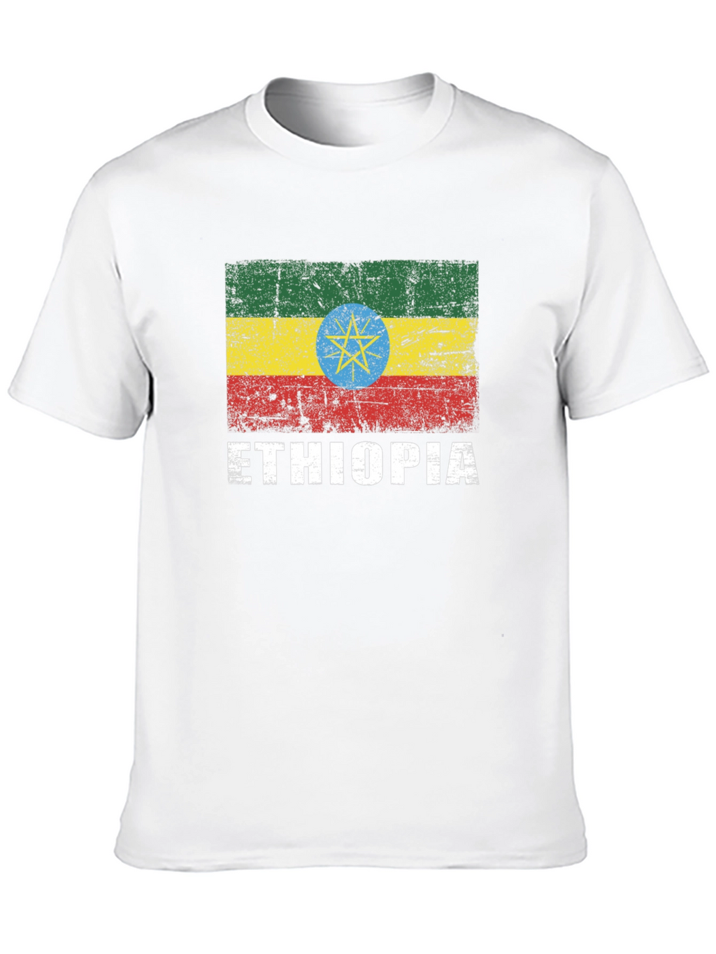 Ethiopia Flag Graphic T-Shirt - Distressed Design