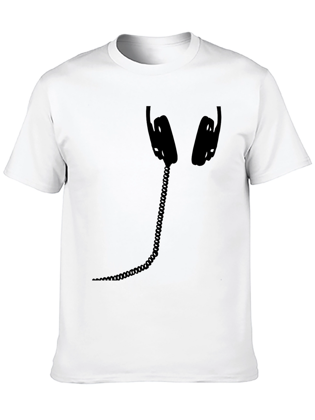 Headphone Graphic Tee - Black Cotton Casual Shirt