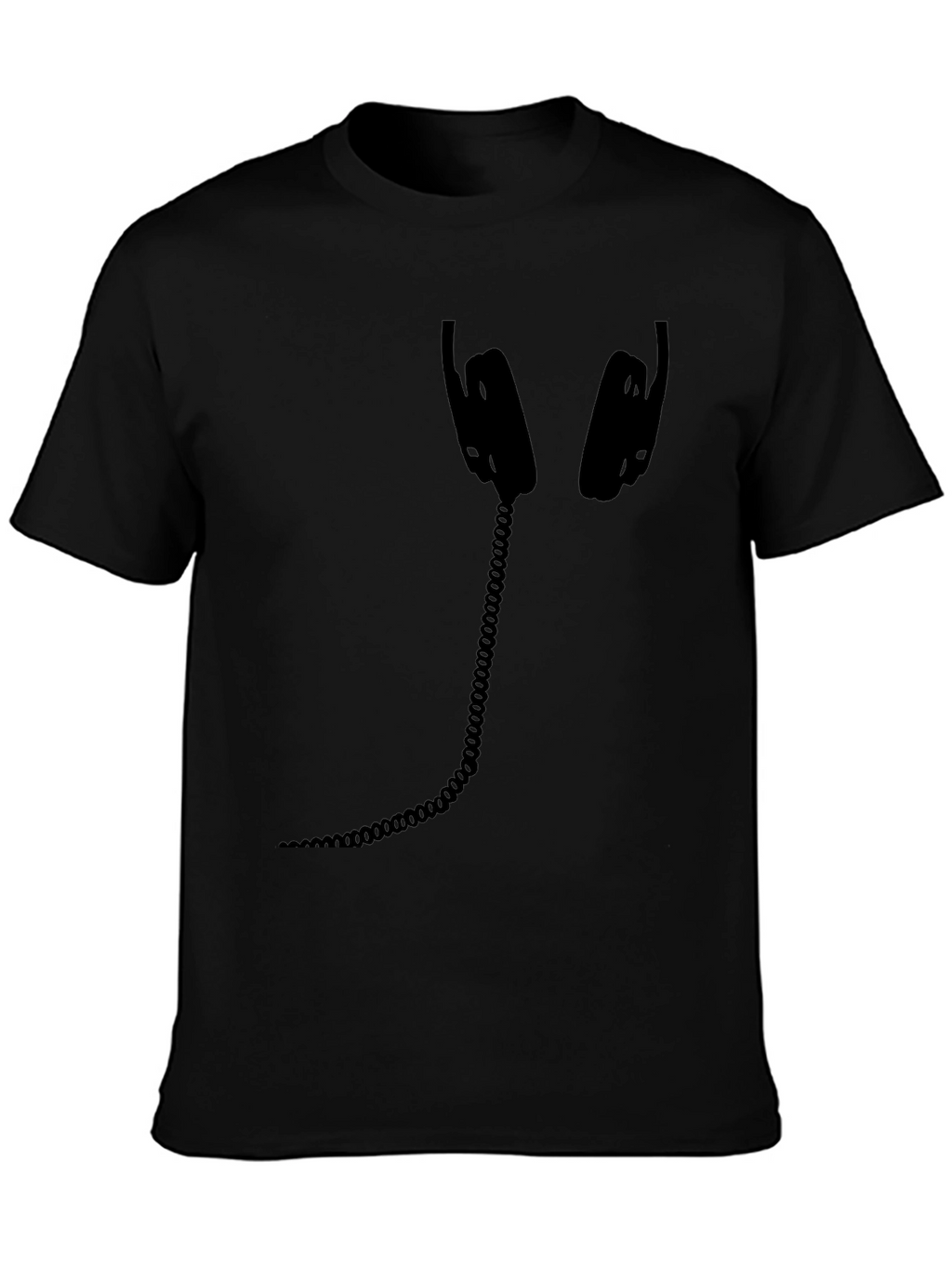 Headphone Graphic Tee - Black Cotton Casual Shirt