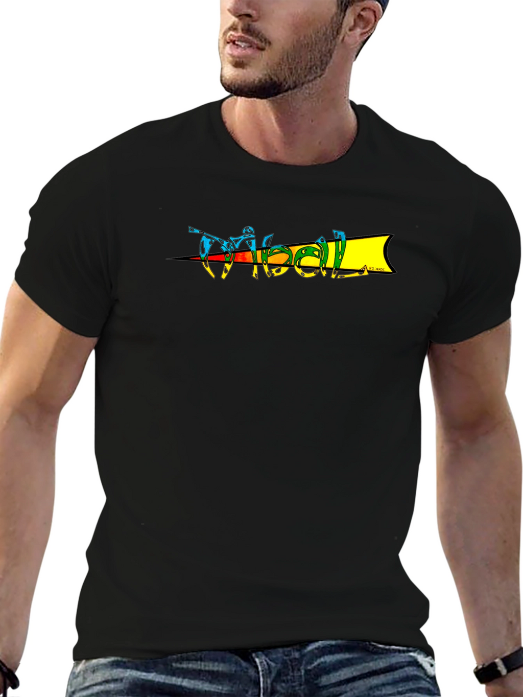 Retro Tribal Graphic T-Shirt - Black