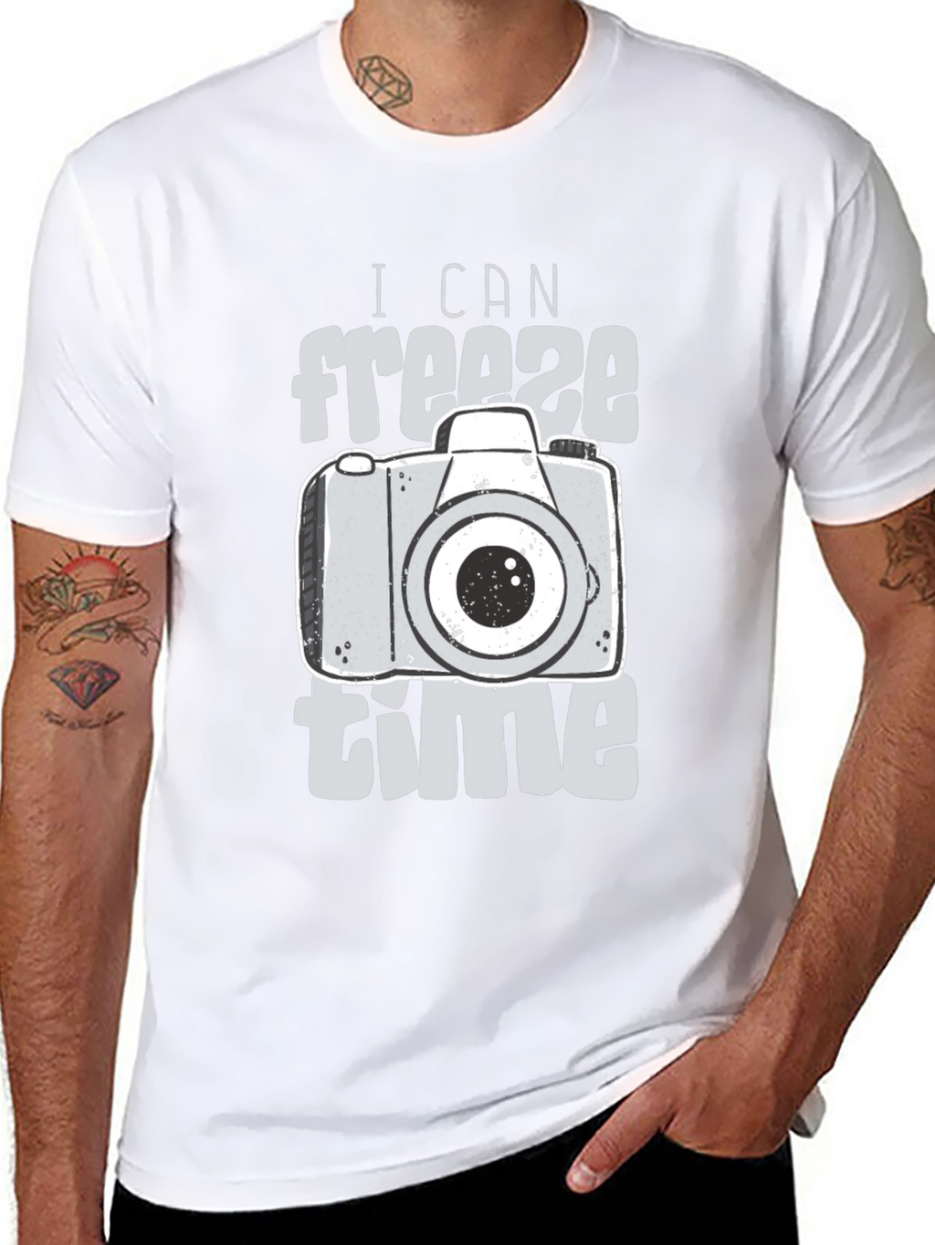 Freeze Time Camera Graphic T-Shirt - Black