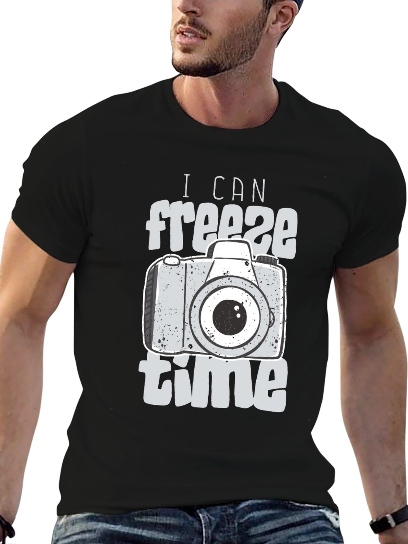 Freeze Time Camera Graphic T-Shirt - Black