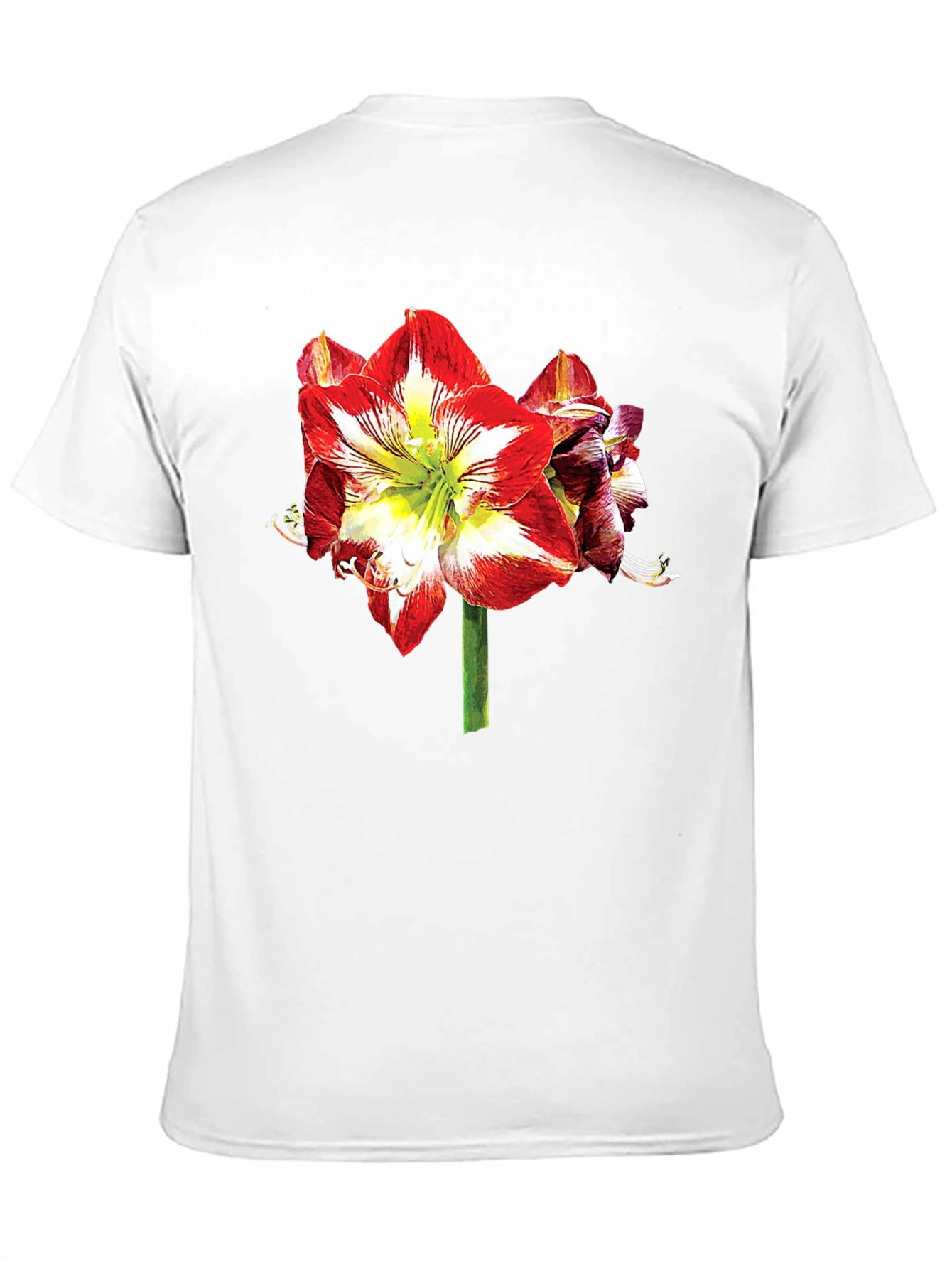 Floral Print T-Shirt: Bold Amaryllis Design