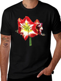 Floral Print T-Shirt: Bold Amaryllis Design