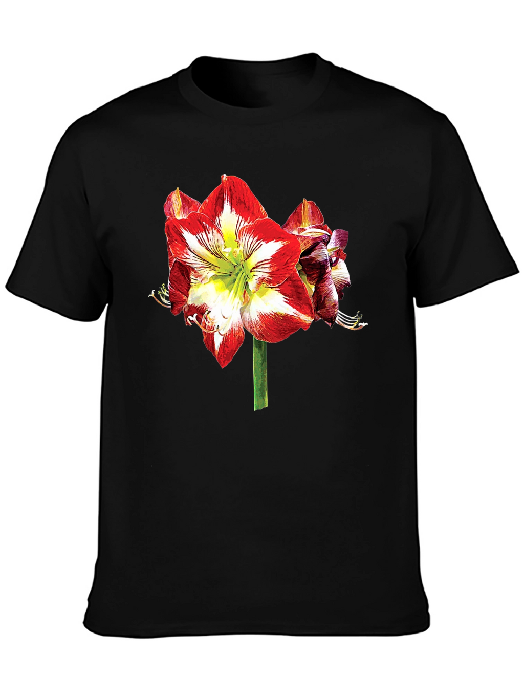 Floral Print T-Shirt: Bold Amaryllis Design