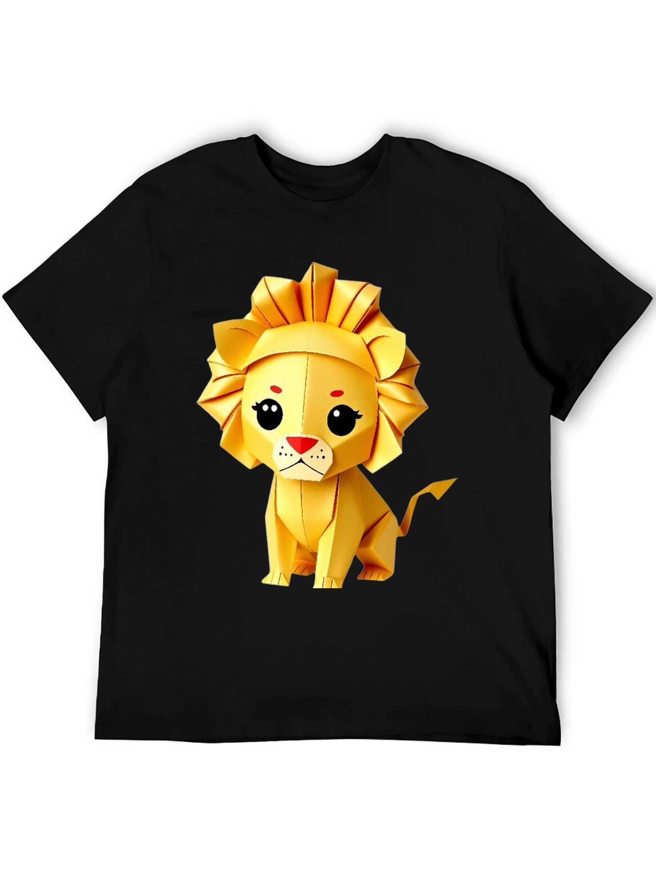 Origami Lion Graphic Tee - Soft Black Cotton Blend
