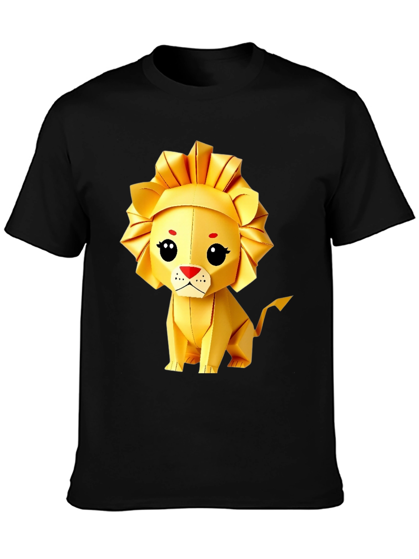 Origami Lion Graphic Tee - Soft Black Cotton Blend
