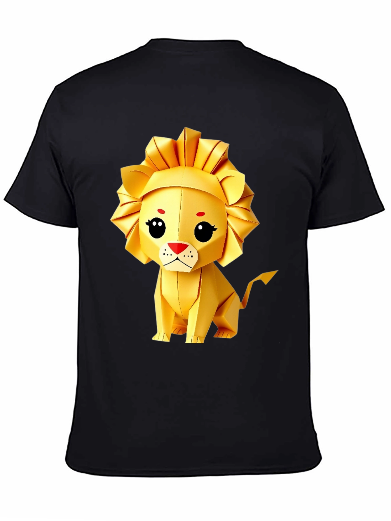 Origami Lion Graphic Tee - Soft Black Cotton Blend