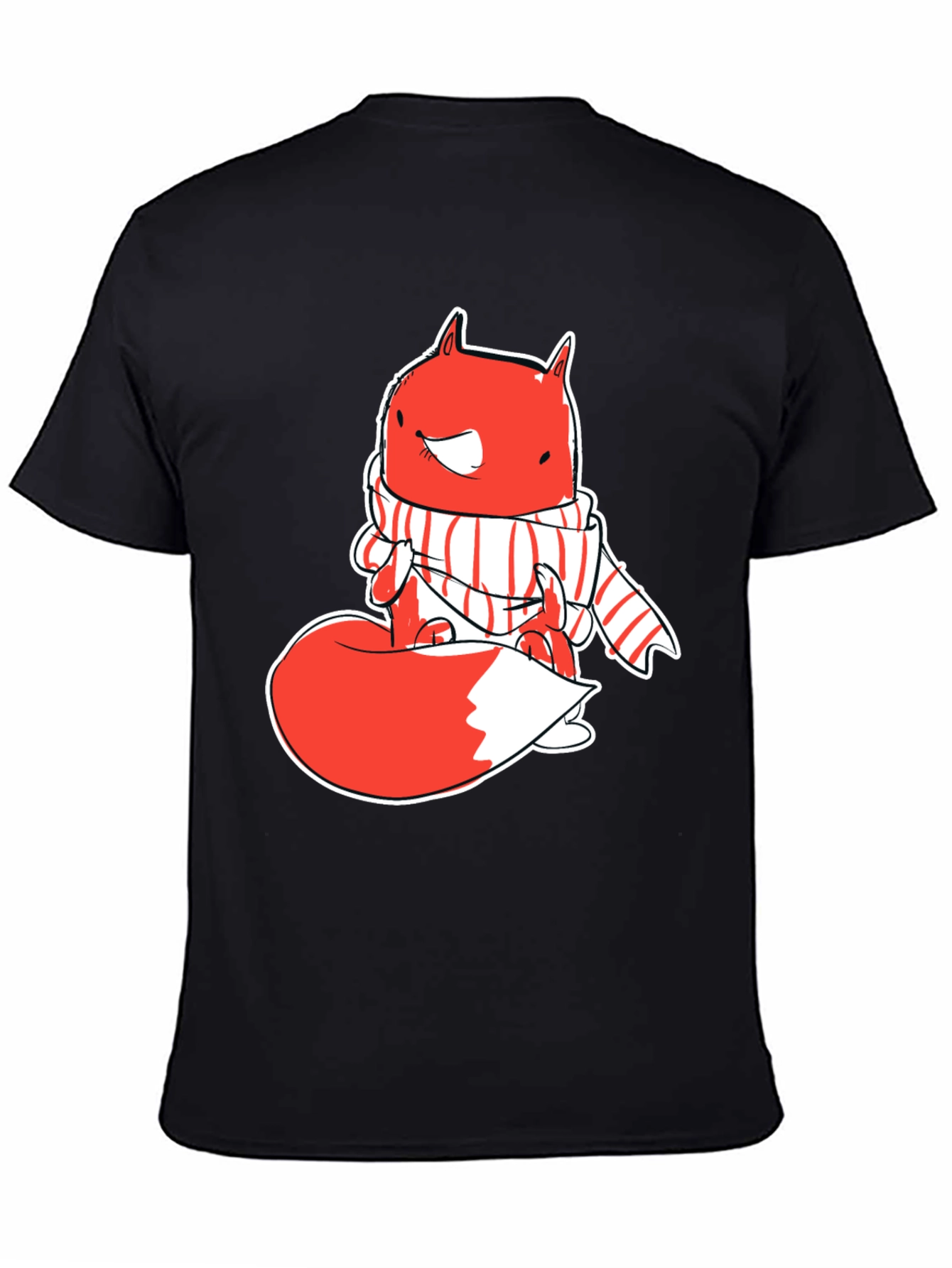 Whimsical Fox Graphic Tee - Mens Black T-Shirt