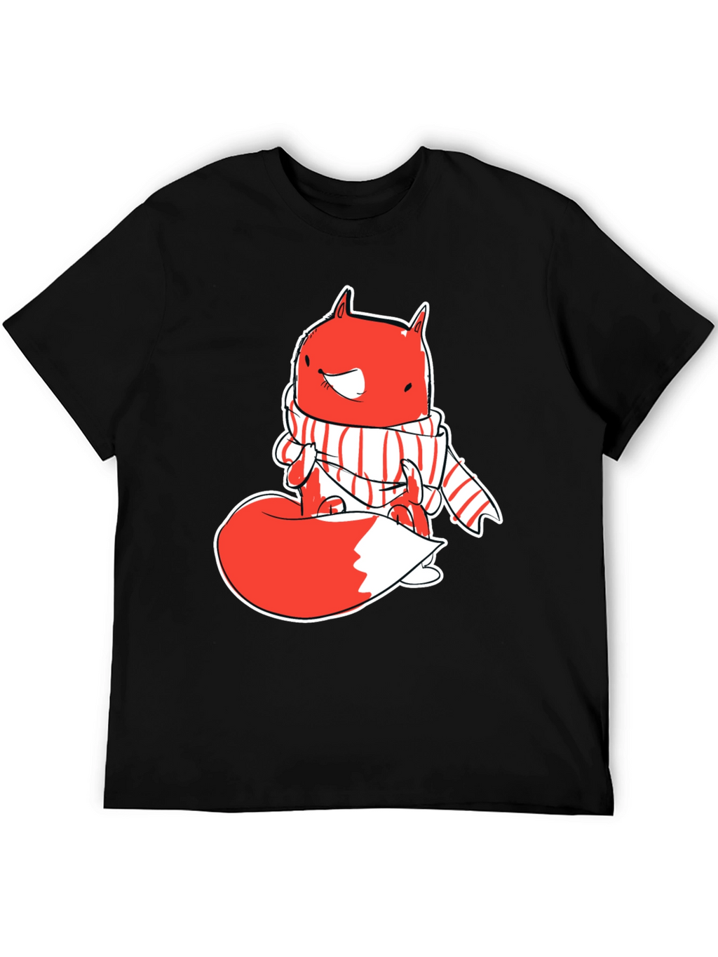 Whimsical Fox Graphic Tee - Mens Black T-Shirt