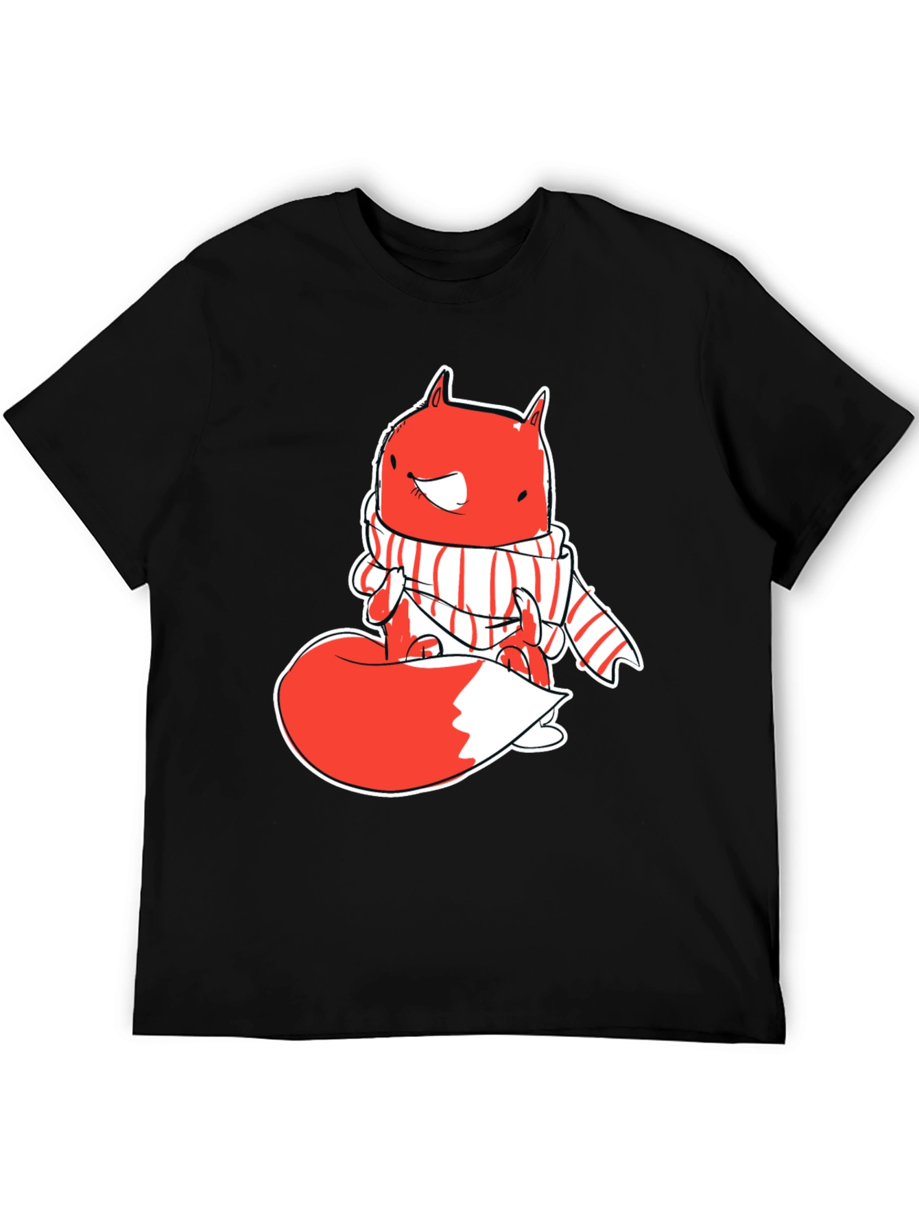 Whimsical Fox Graphic Tee - Mens Black T-Shirt