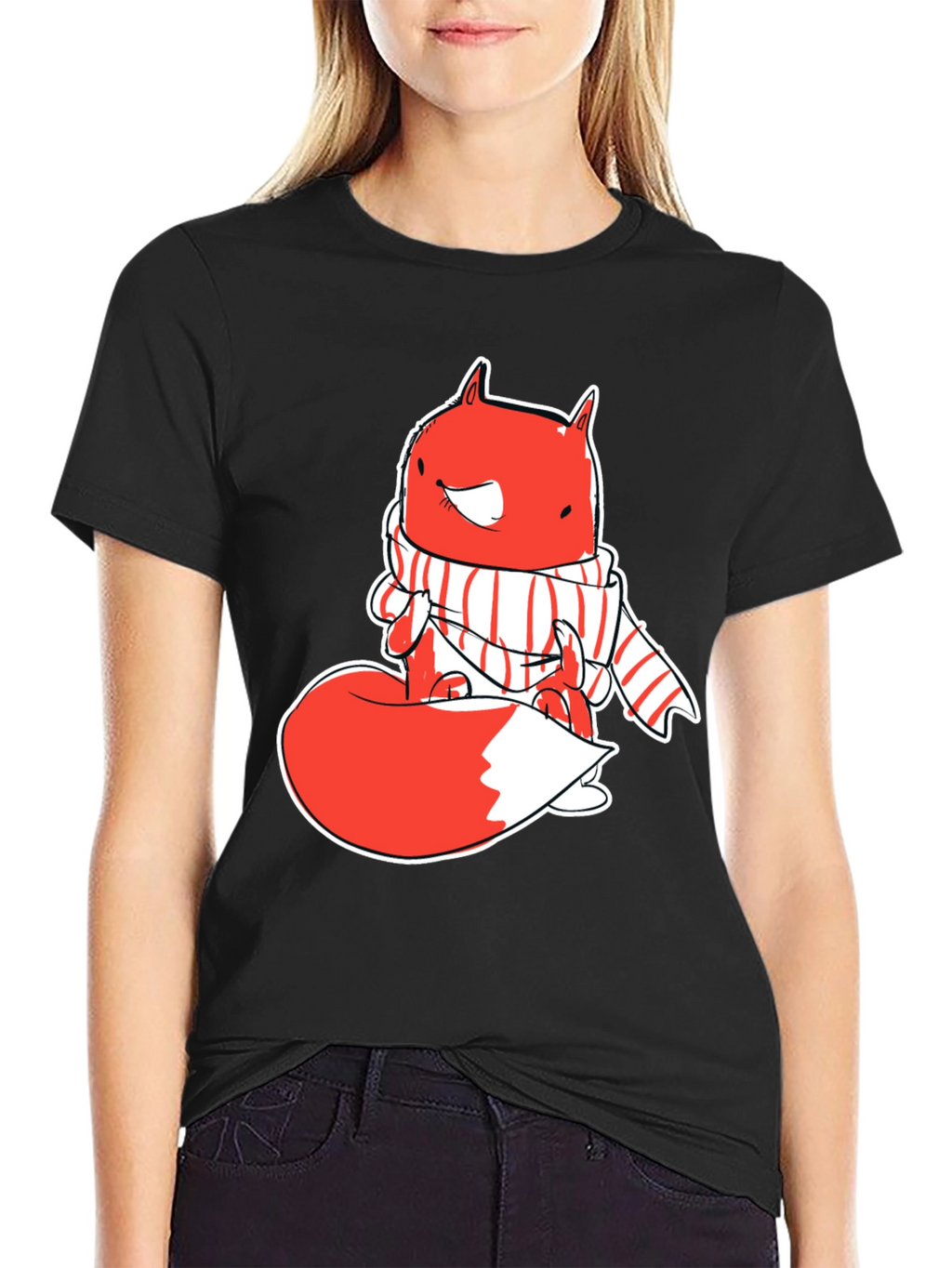 Whimsical Fox Graphic Tee - Mens Black T-Shirt