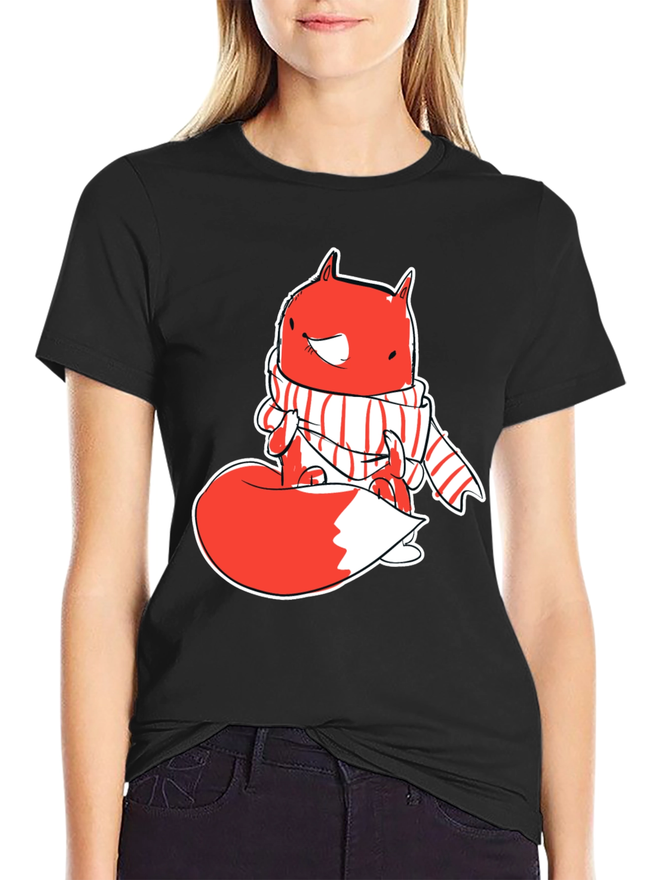Whimsical Fox Graphic Tee - Mens Black T-Shirt