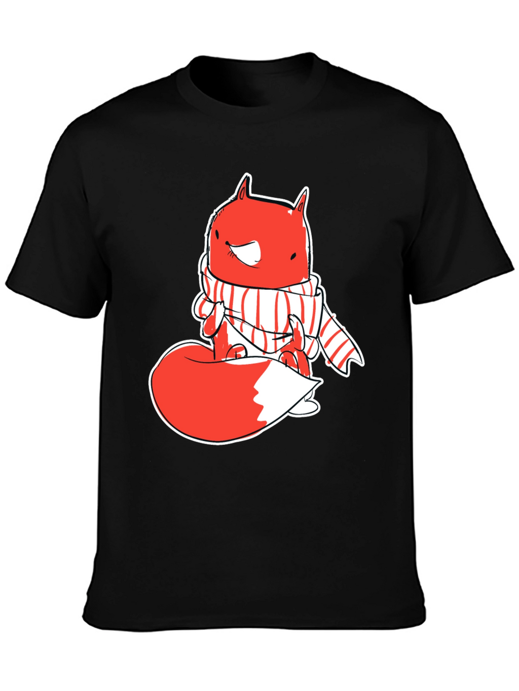 Whimsical Fox Graphic Tee - Mens Black T-Shirt