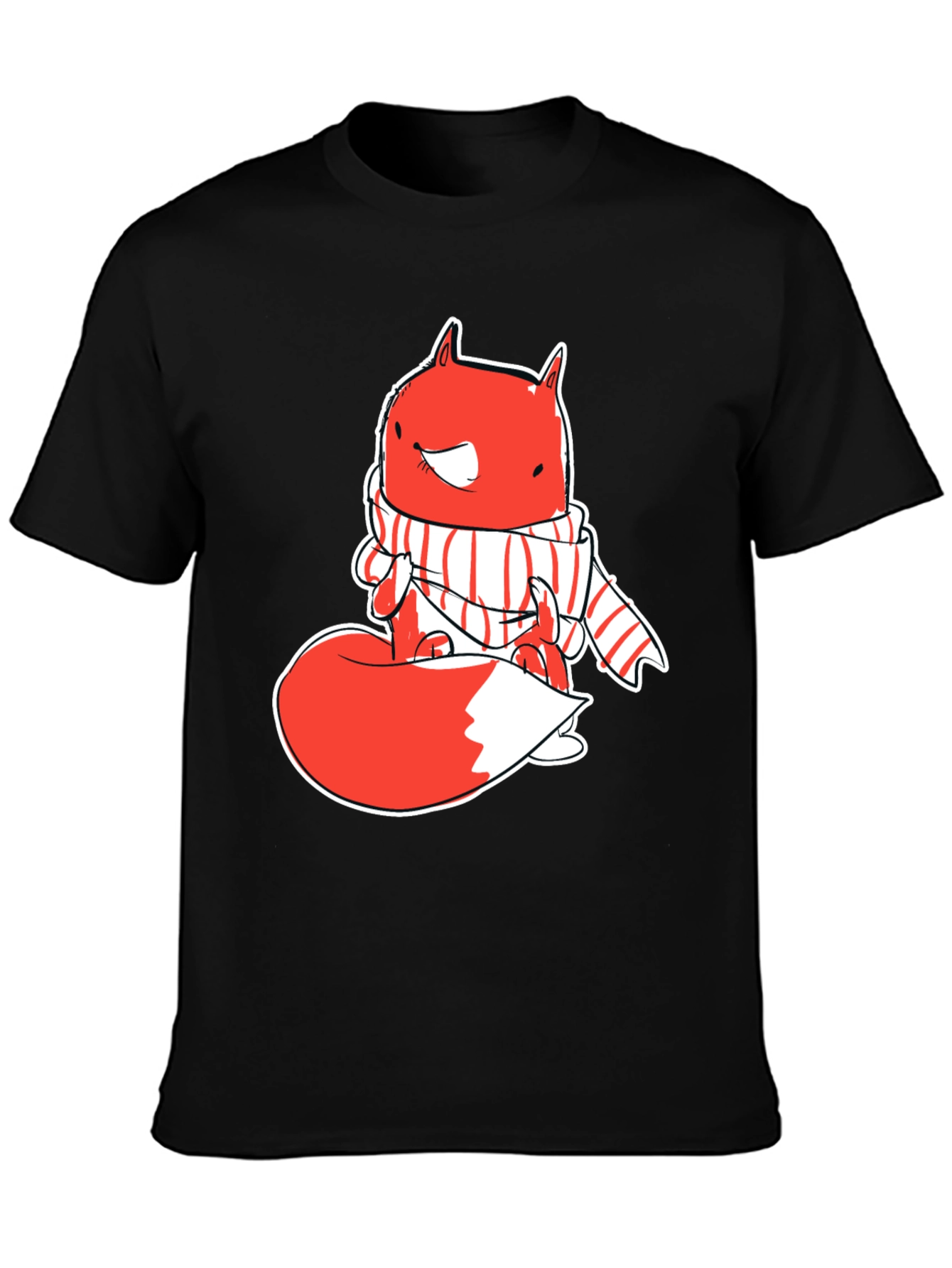 Whimsical Fox Graphic Tee - Mens Black T-Shirt