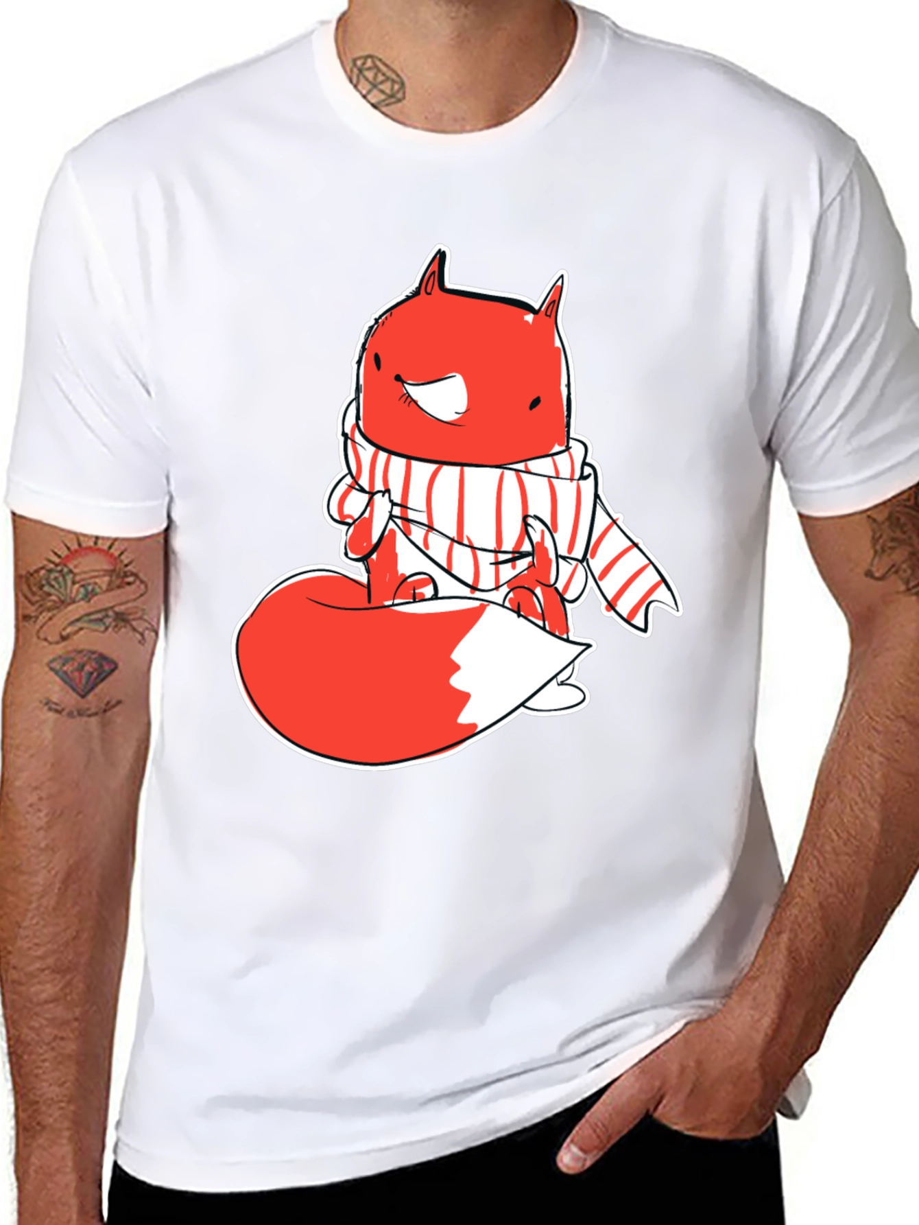 Whimsical Fox Graphic Tee - Mens Black T-Shirt
