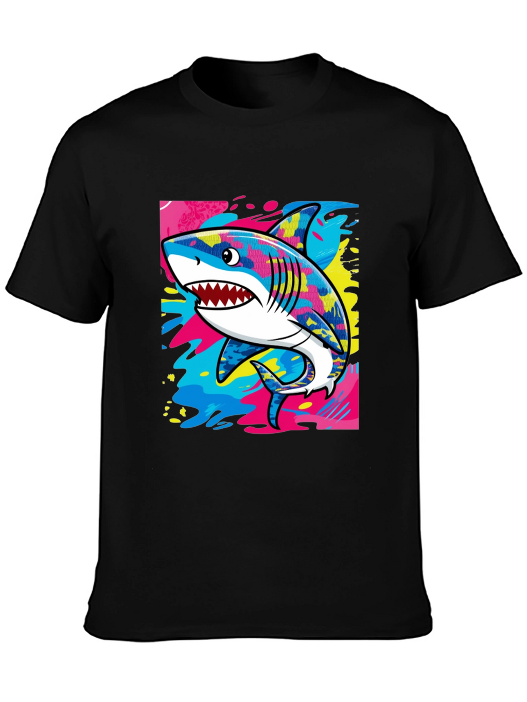 Cool Shark Graphic Print Black T-Shirt
