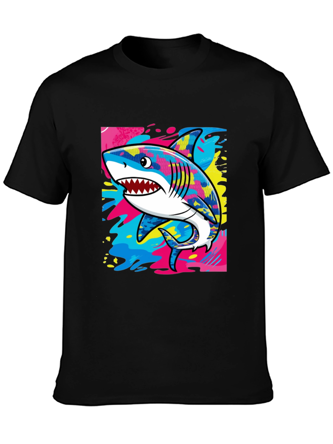 Cool Shark Graphic Print Black T-Shirt