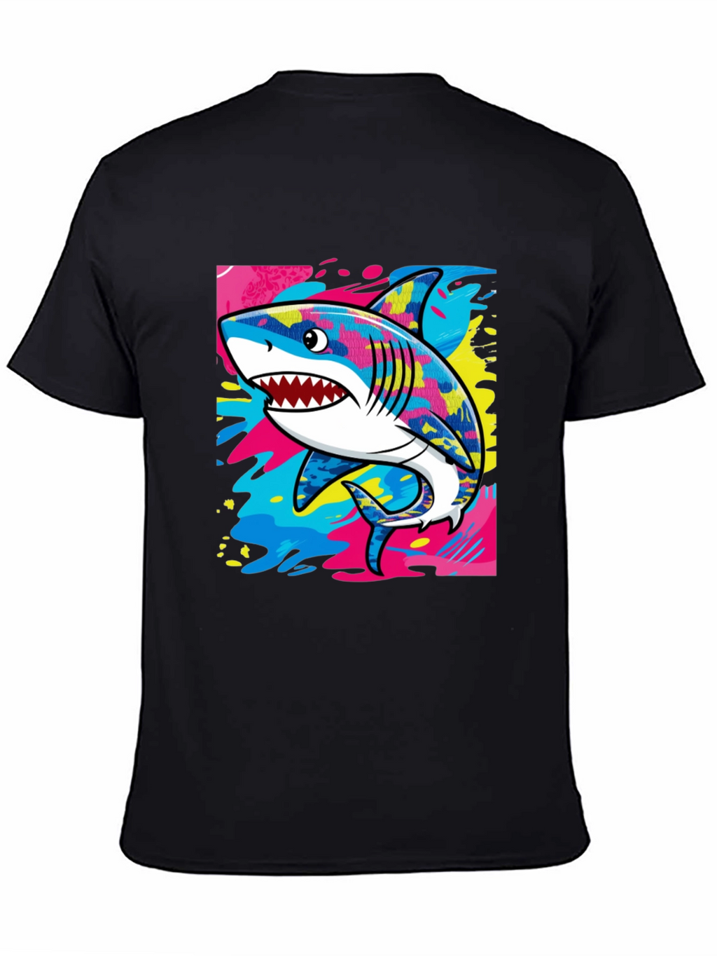 Cool Shark Graphic Print Black T-Shirt