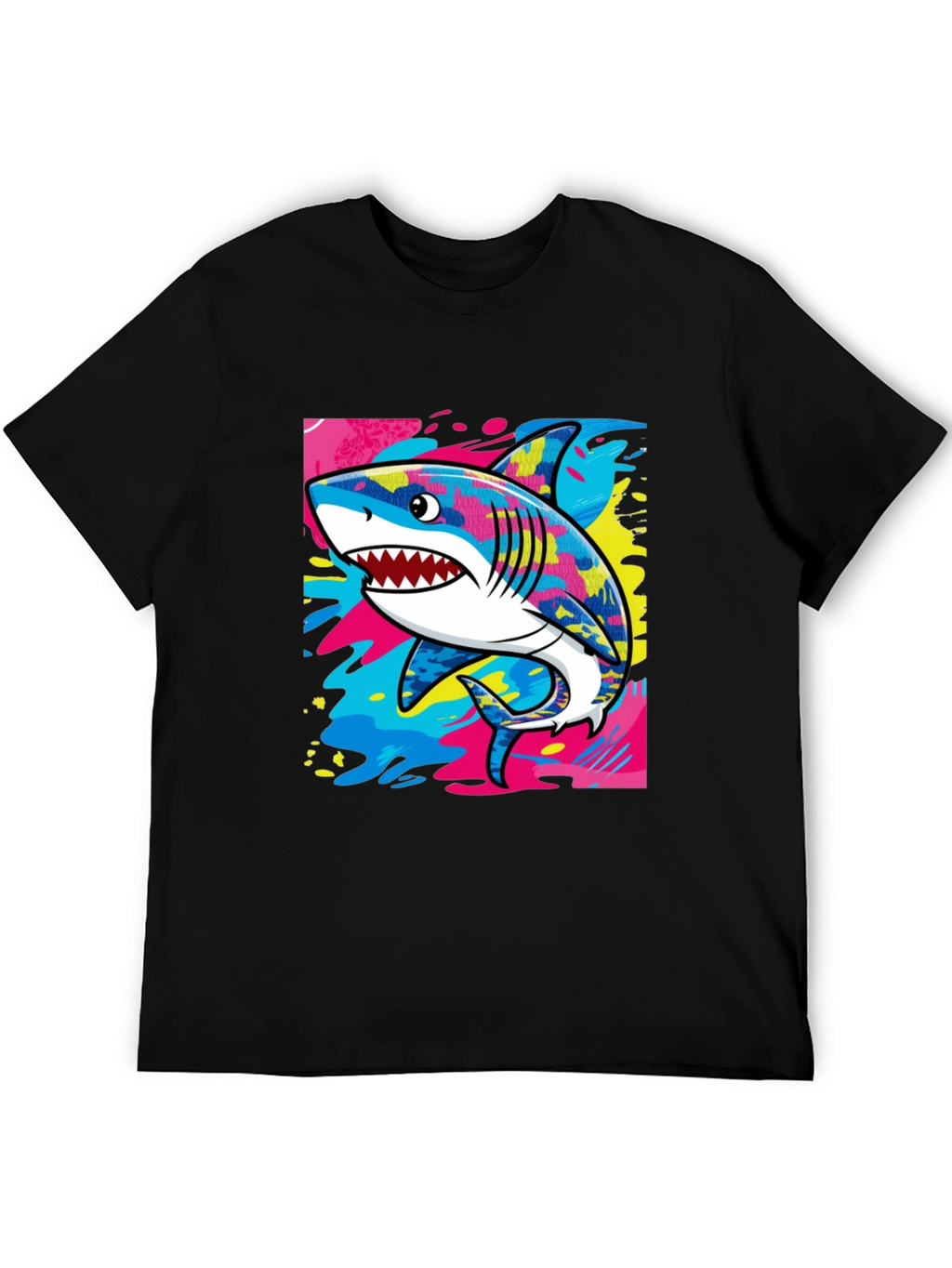 Cool Shark Graphic Print Black T-Shirt