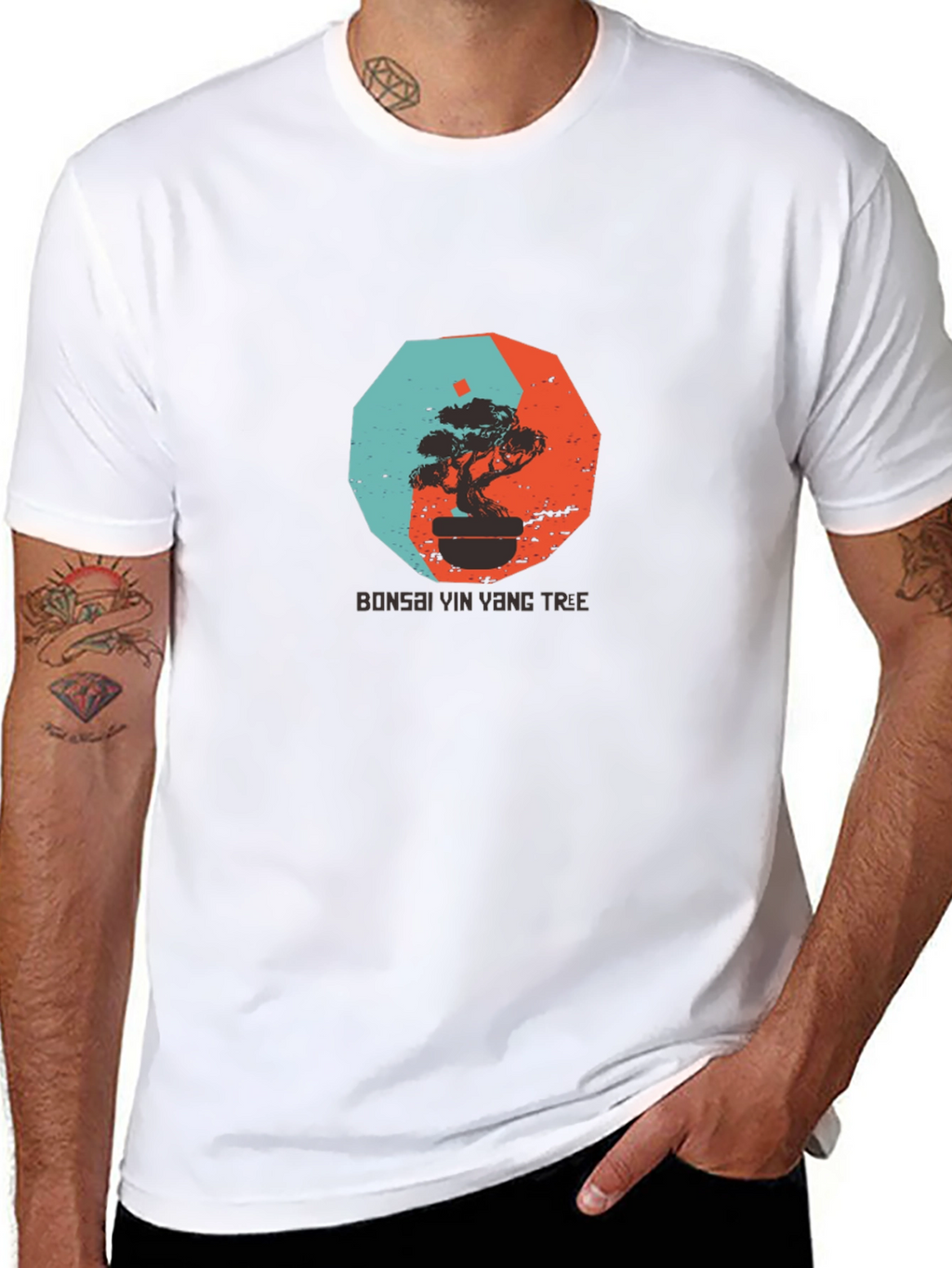 Yin Yang Bonsai Tree Graphic Tee - Black